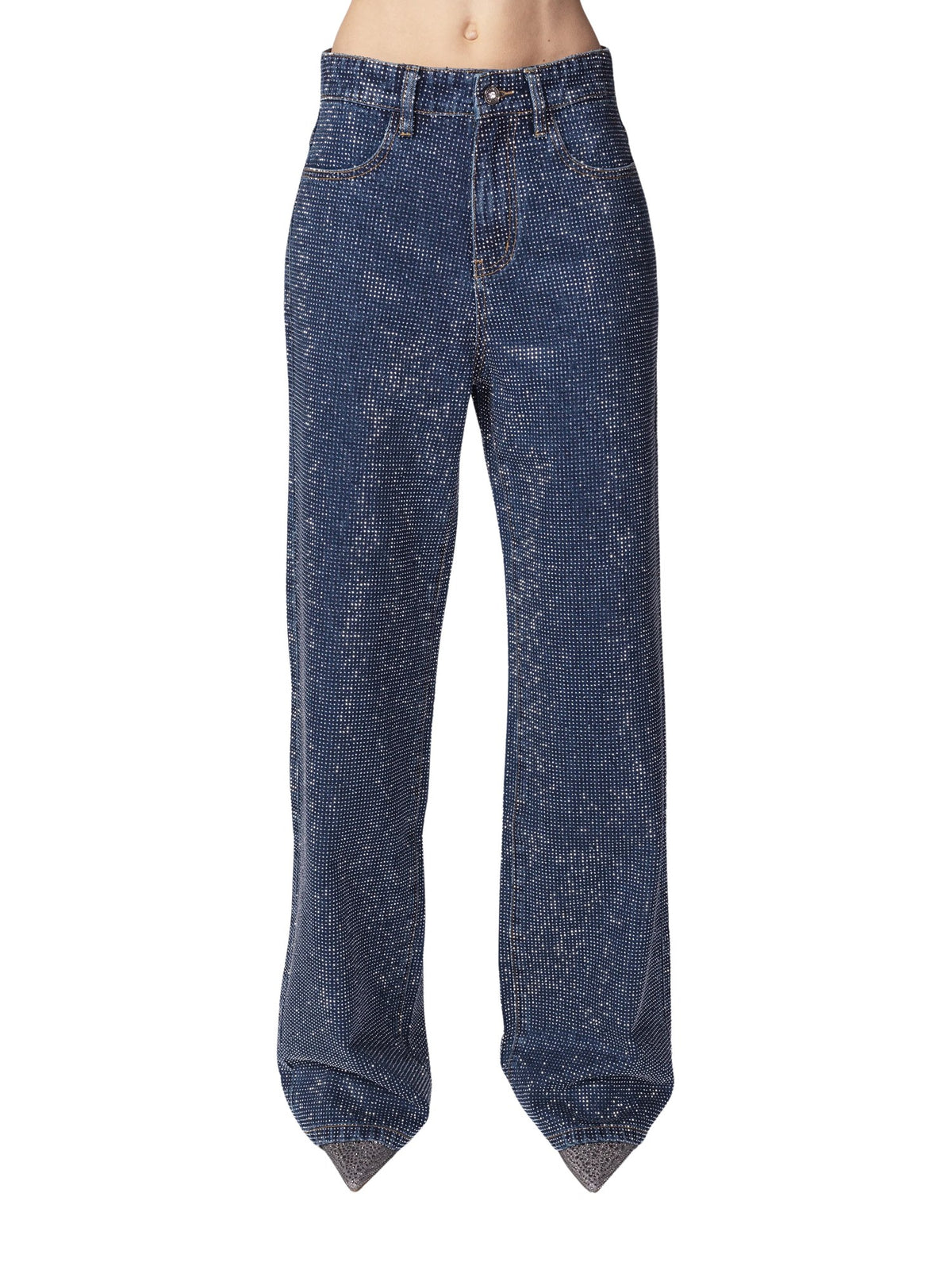 Pantaloni Nebry in denim con micro-strass<BR/> Twenty four haitch A0314BLU62A BLUE 