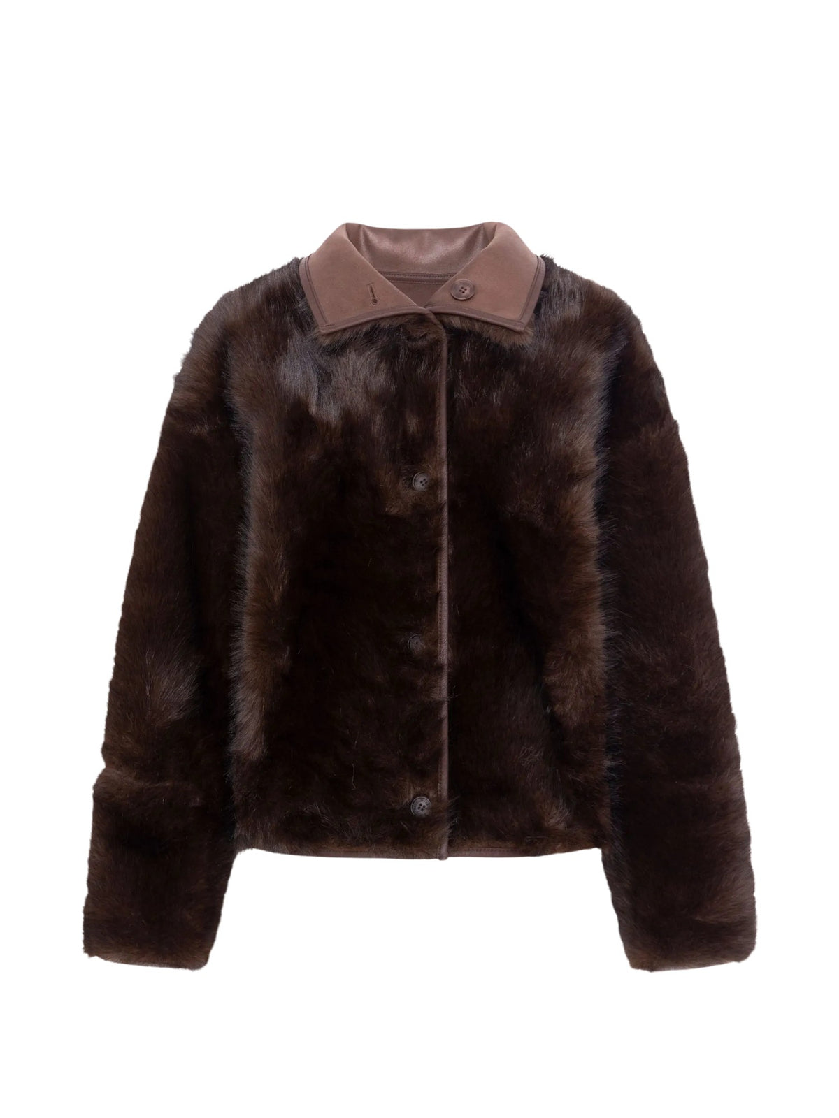 Cappotto reversibile in pelliccia sintetica<BR/> URBANCODE BJ 20455 TRUFFLE 