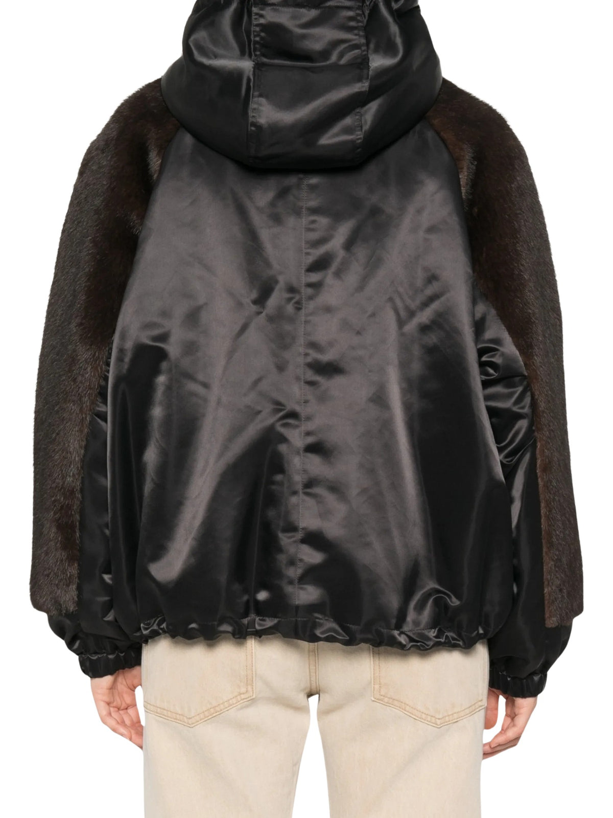 Giacca con cappuccio e zip<BR/> VALENTINI 1972 4146 BLACK/BROWN 