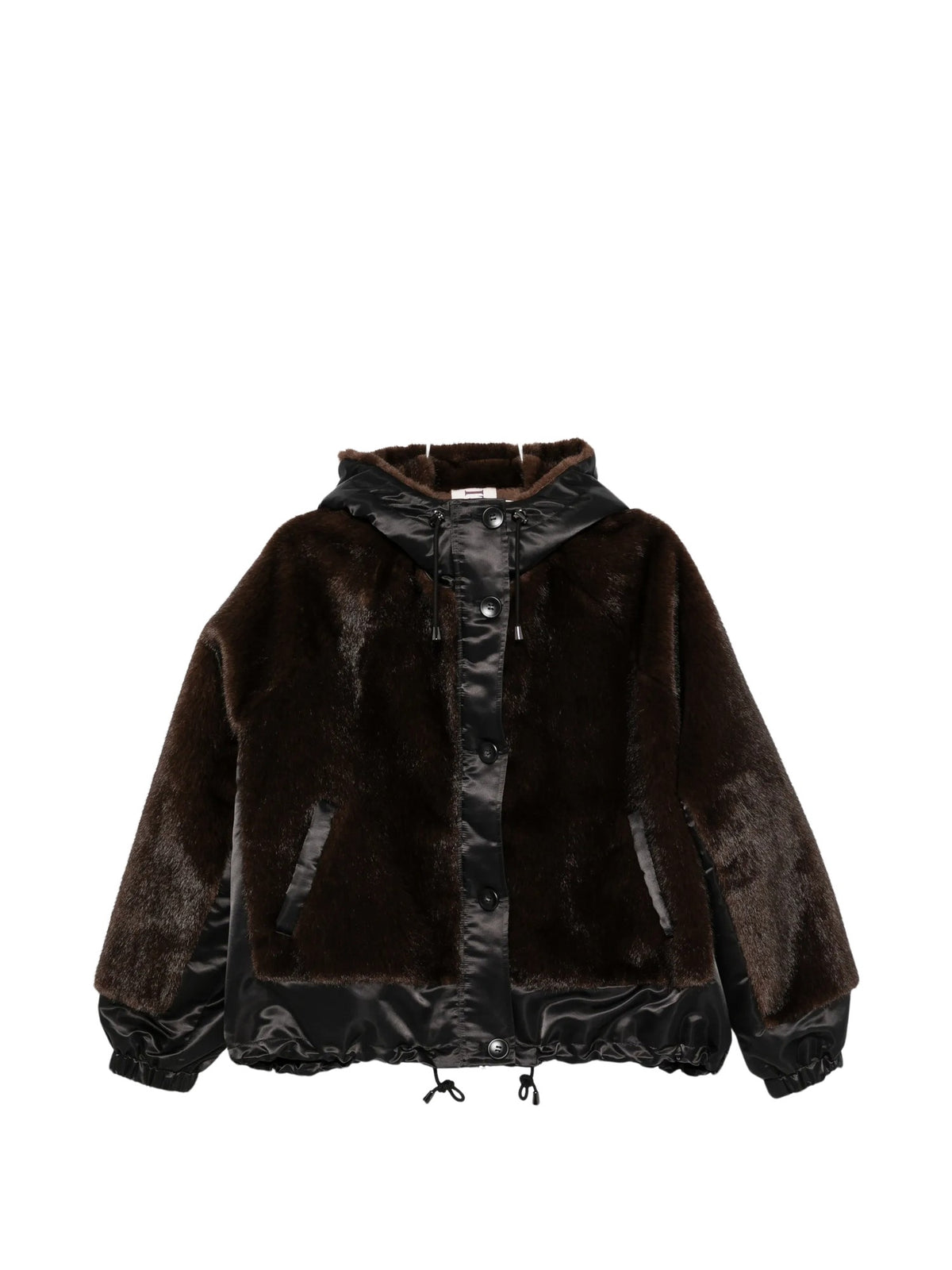 Giacca con cappuccio e zip<BR/> VALENTINI 1972 4146 BLACK/BROWN 