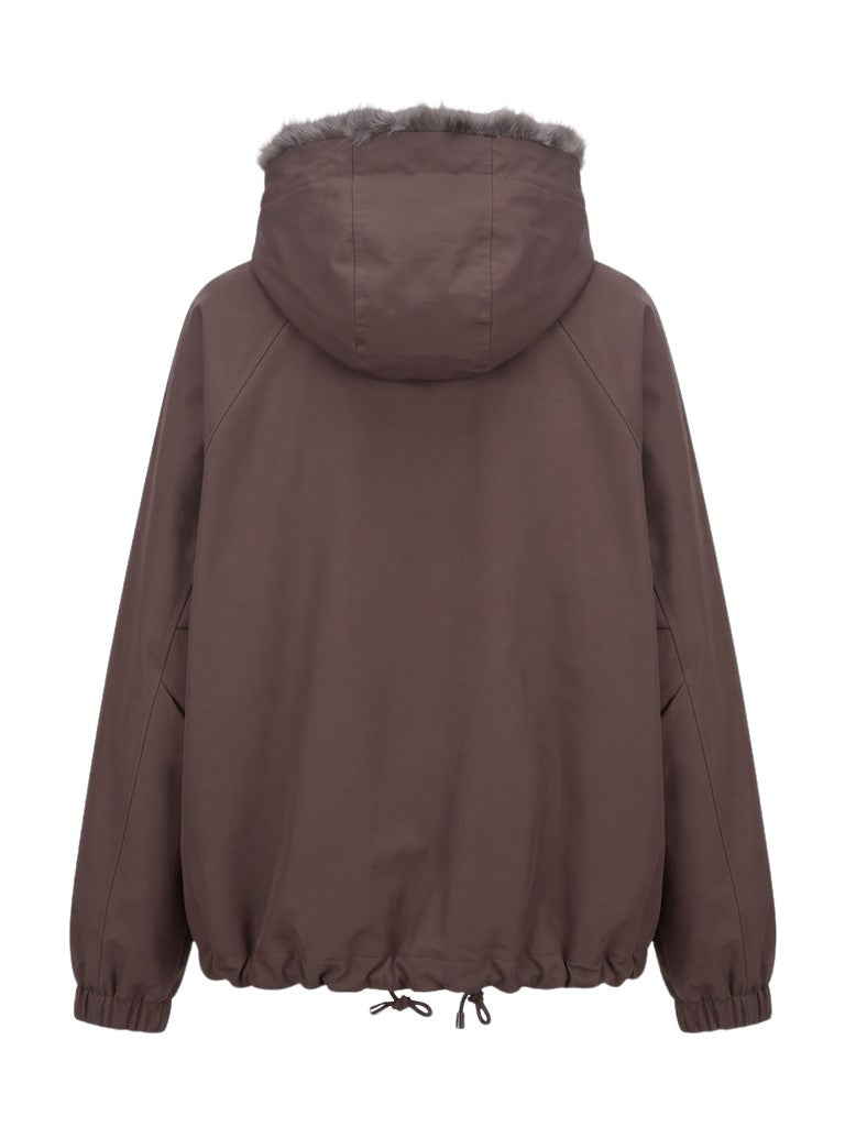 Parka reversibile con cappuccio<BR/> VALENTINI 1972 K6103 REV TAUPE/SLATE 