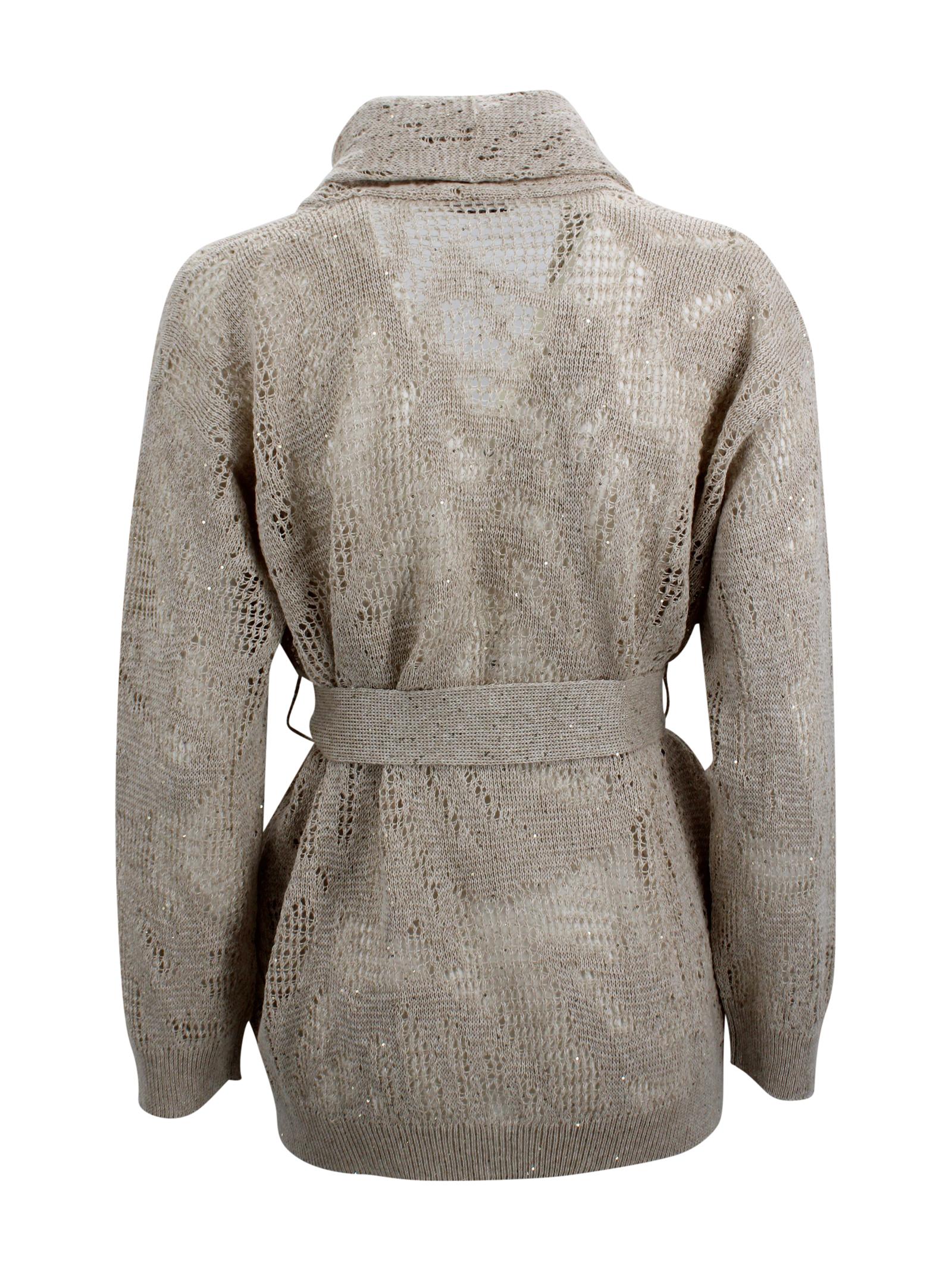Cardigan con lavorazione a punto aperto Brunello Cucinelli MDT771006 C8925 