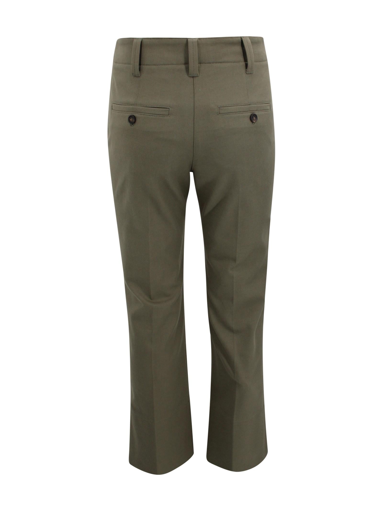 Pantaloni oliva con piega frontale Brunello Cucinelli MA126P8854 C9253 