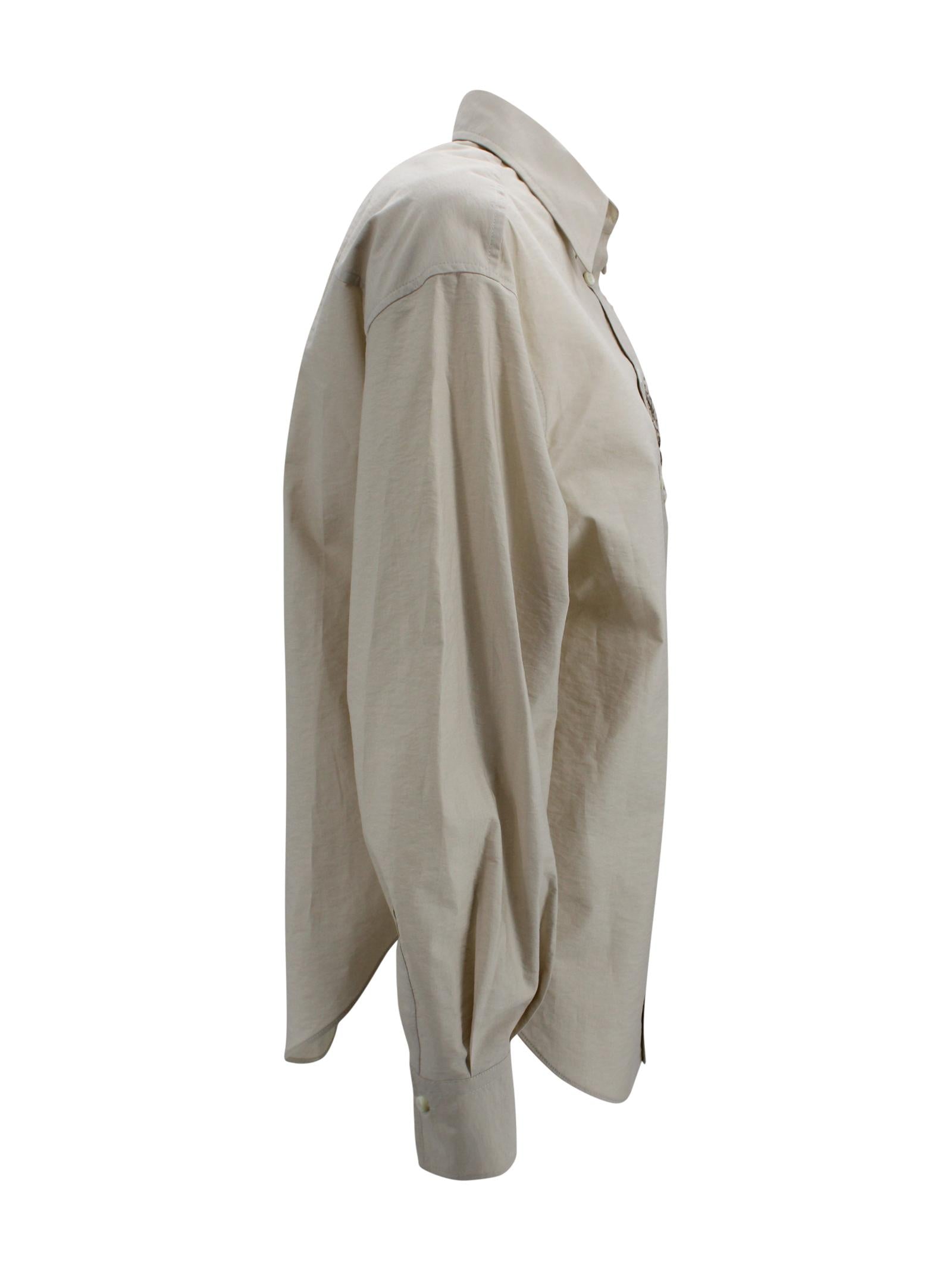 Camicia in popeline techno cotone con ricamo Seabed Brunello Cucinelli M0F79RJ926 C9593 