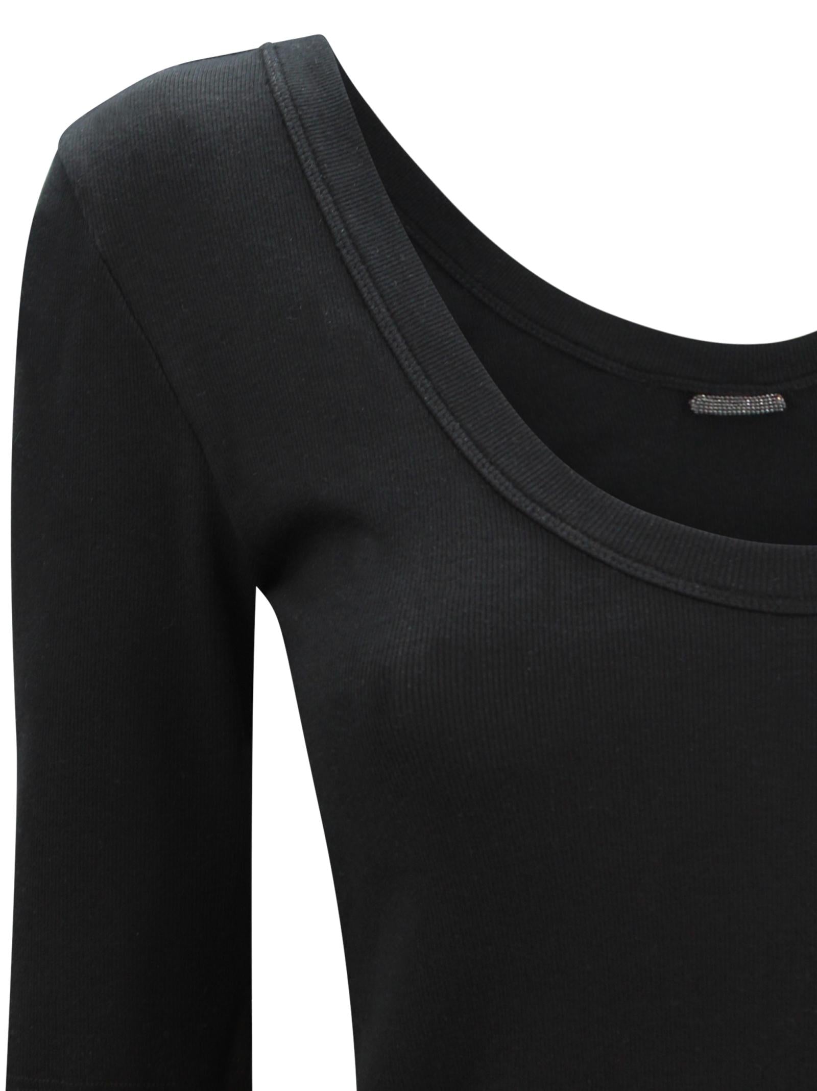 T-shirt con Scollo Ampio e Dettaglio Monile Brunello Cucinelli M0TC8FX220 C101 
