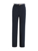 Pantalone wide leg in cady con cintura in nappa