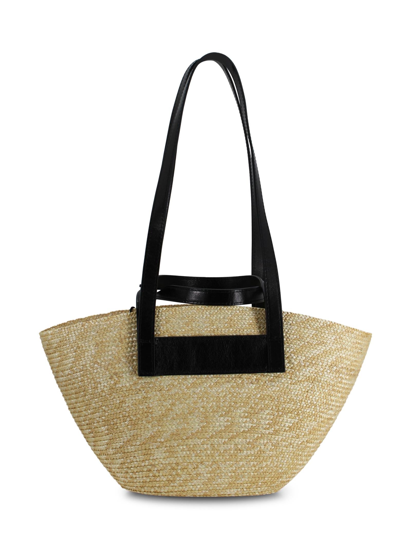 Borsa Media in Paglia Intrecciata con Dettagli in Pelle CATARZI P26CAT53 NATNER 
