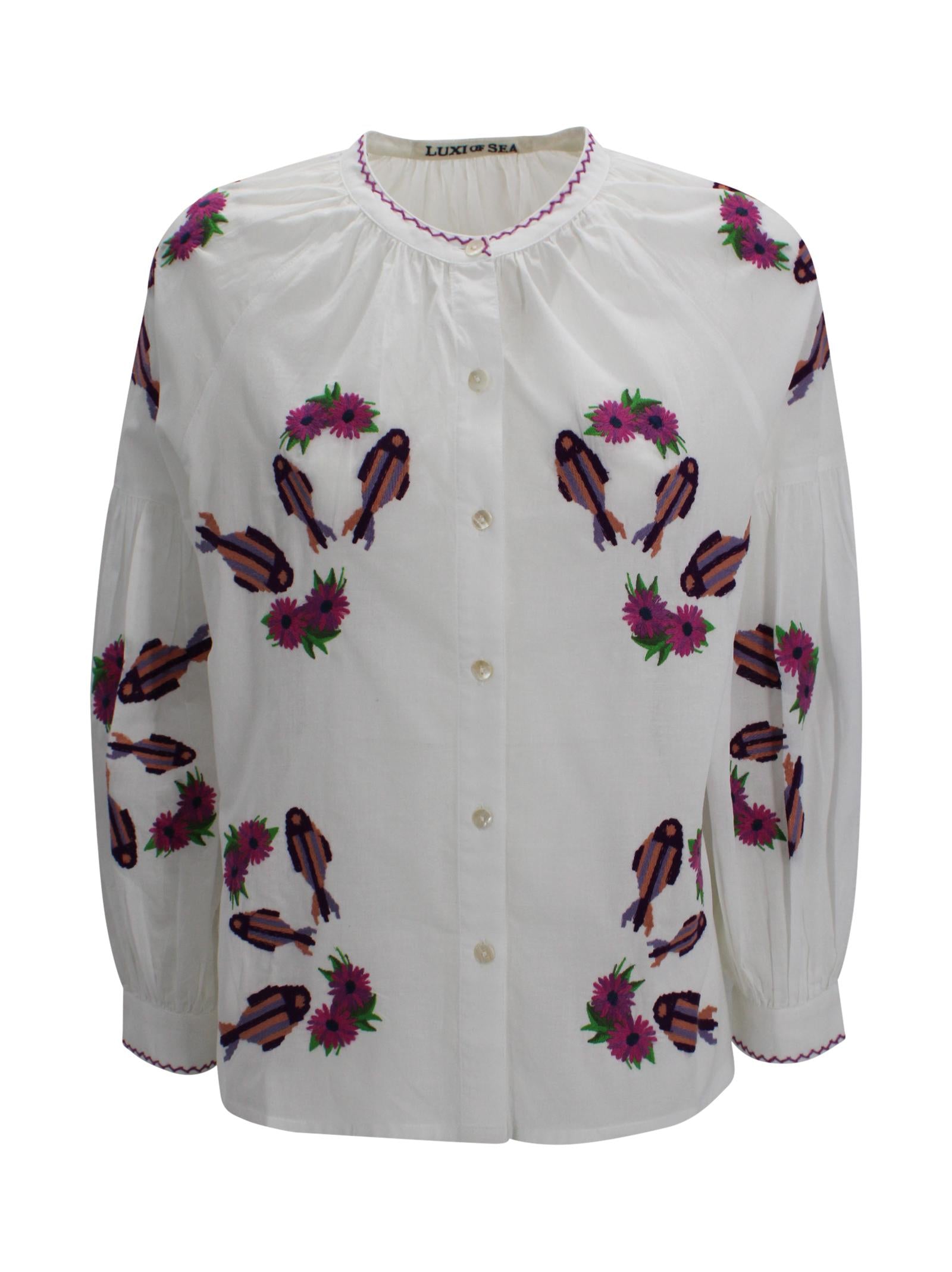 Camicia "Chloe" Cotton Fish & Flower Luxi of sea CC18  