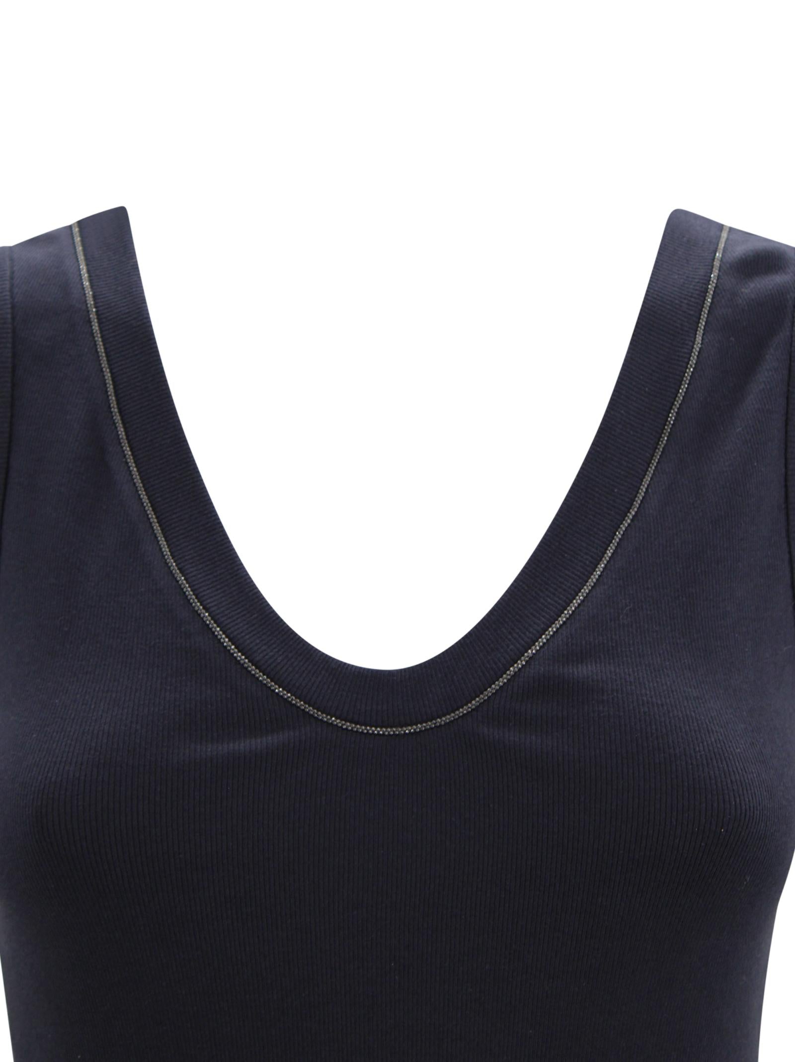 Tank top embellished a costine in cotone Brunello Cucinelli M0TC8BJ312 C4224 
