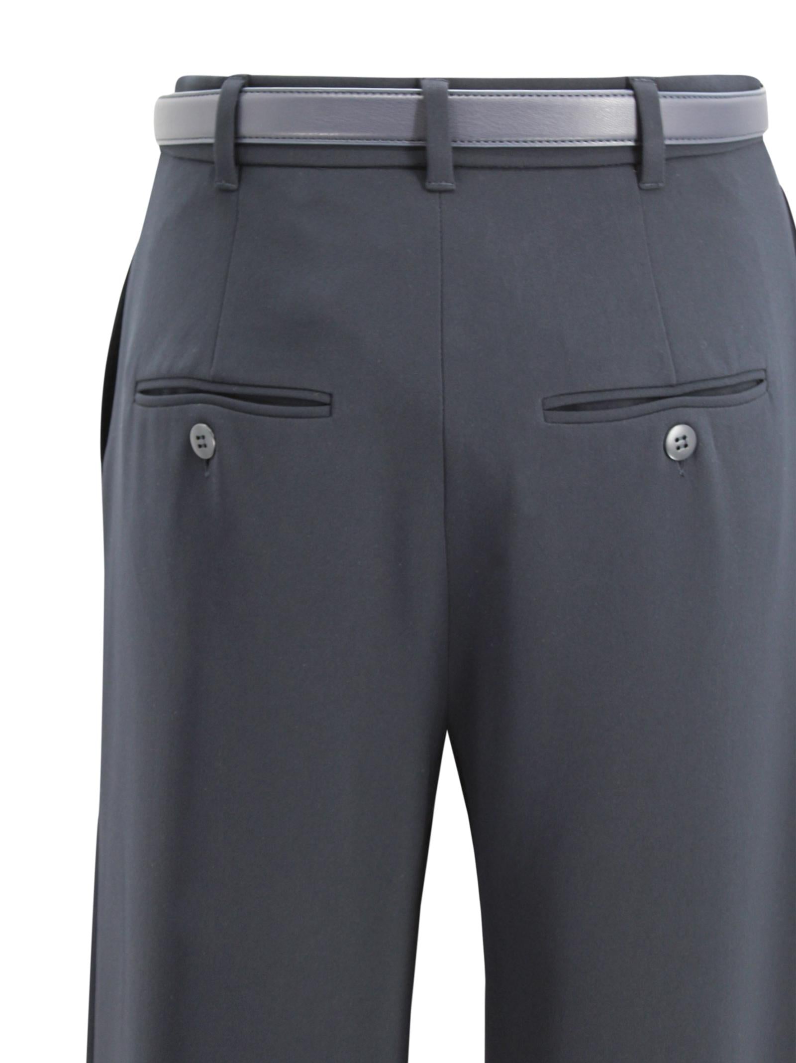 Pantalone wide leg in cady con cintura in nappa Max Mara Studio 2616131025600 005 