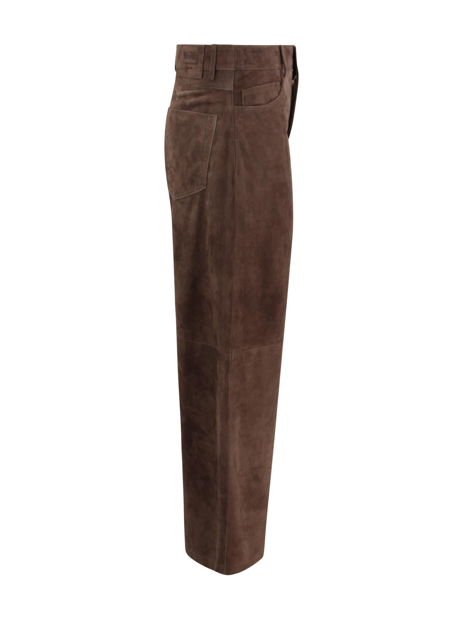 Pantalone Fulmine in pelle scamosciata a vita alta S MAXMARA 1 2619431011600 002 