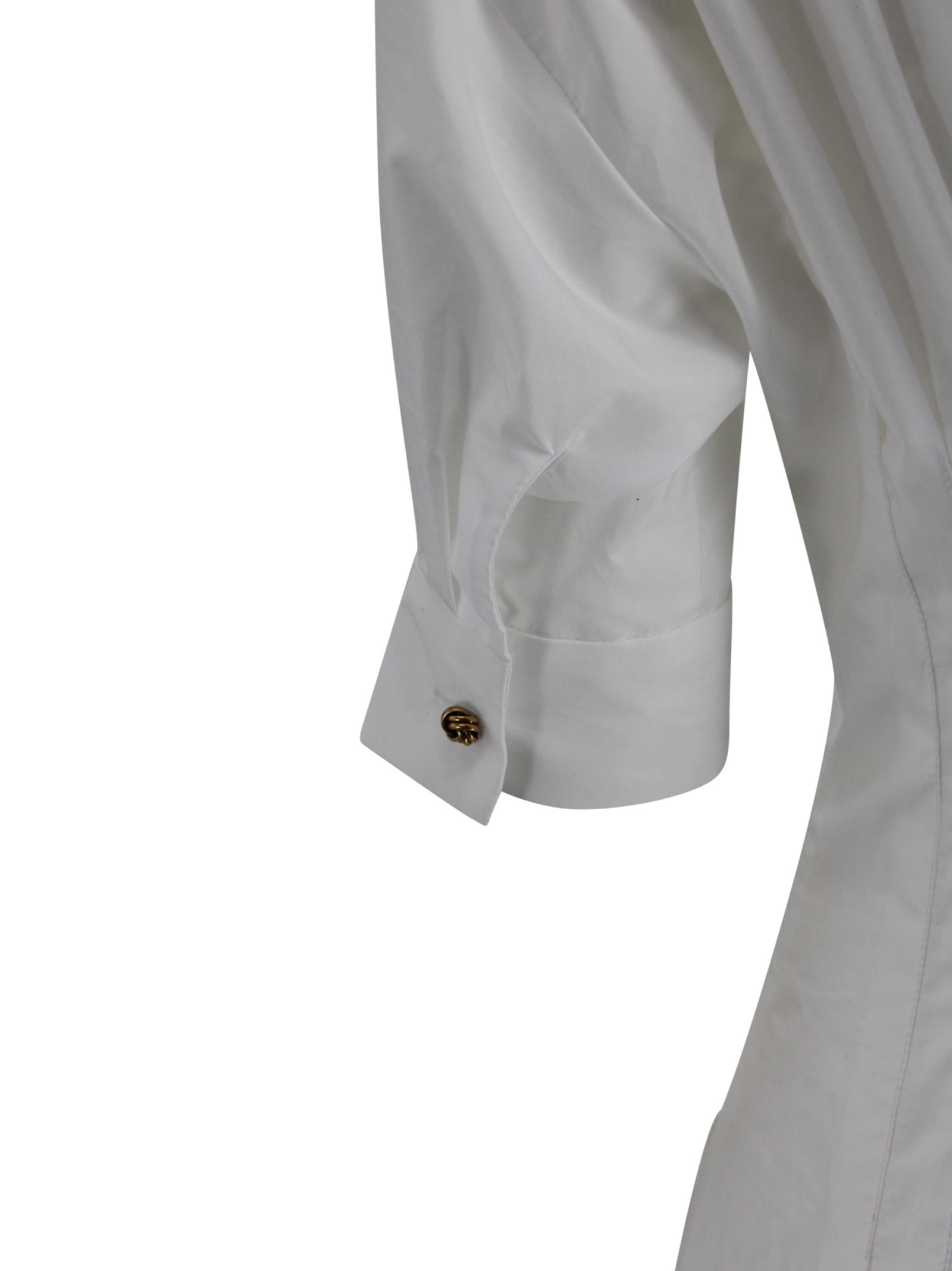 Abito Lungo Fit and Flare in Popeline di Cotone Max Mara Studio 2616221032600 001 