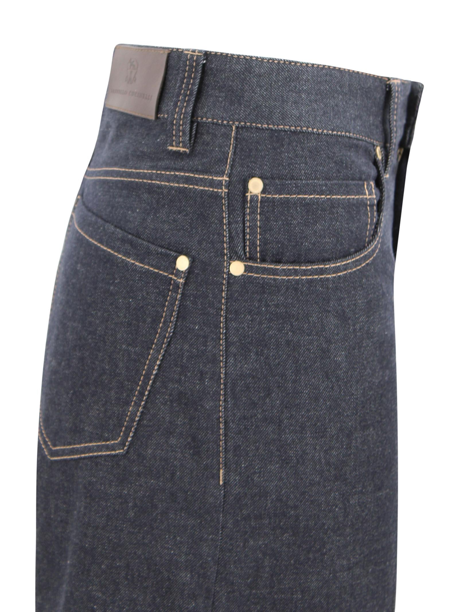 Denim corti con chiusura frontale Brunello Cucinelli ML134P4046 C001 
