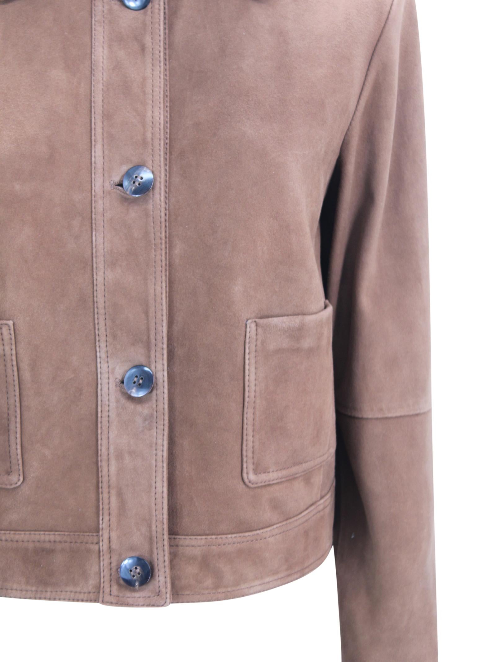 Giacca monopetto crop in pelle scamosciata Max Mara Studio 2616441021600 002 