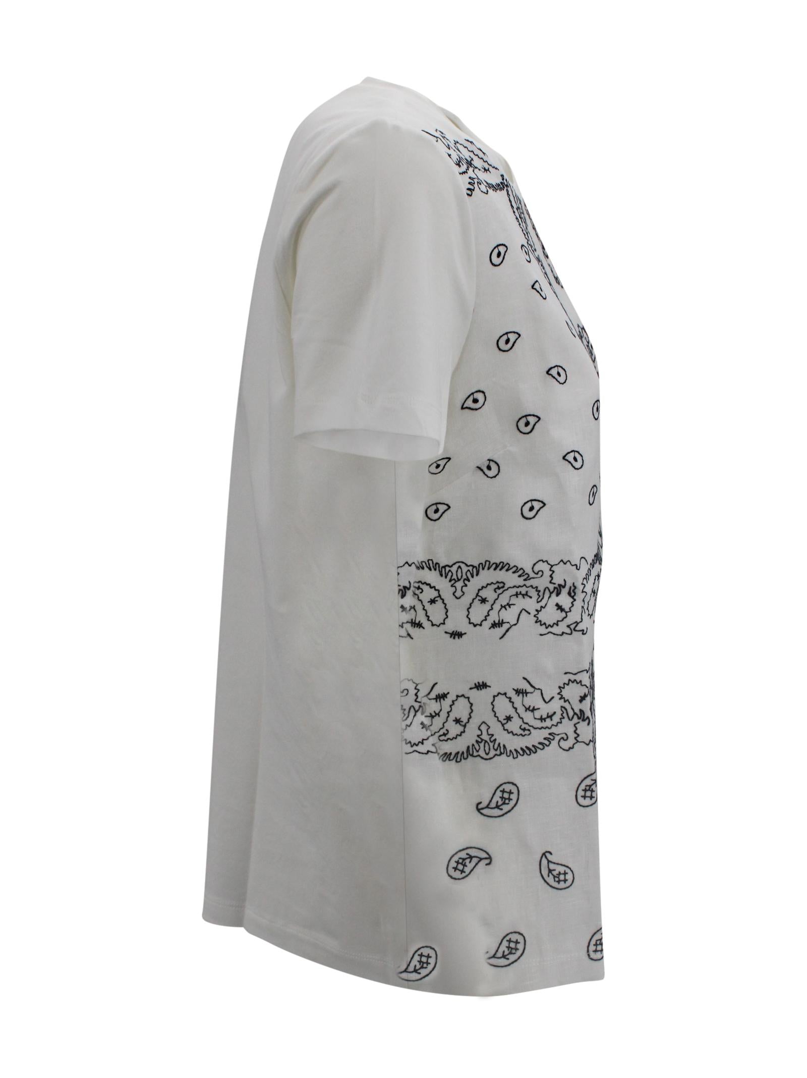 T-shirt in cotone stretch con inserto ricamato Max Mara Weekend 2615941072600 001 