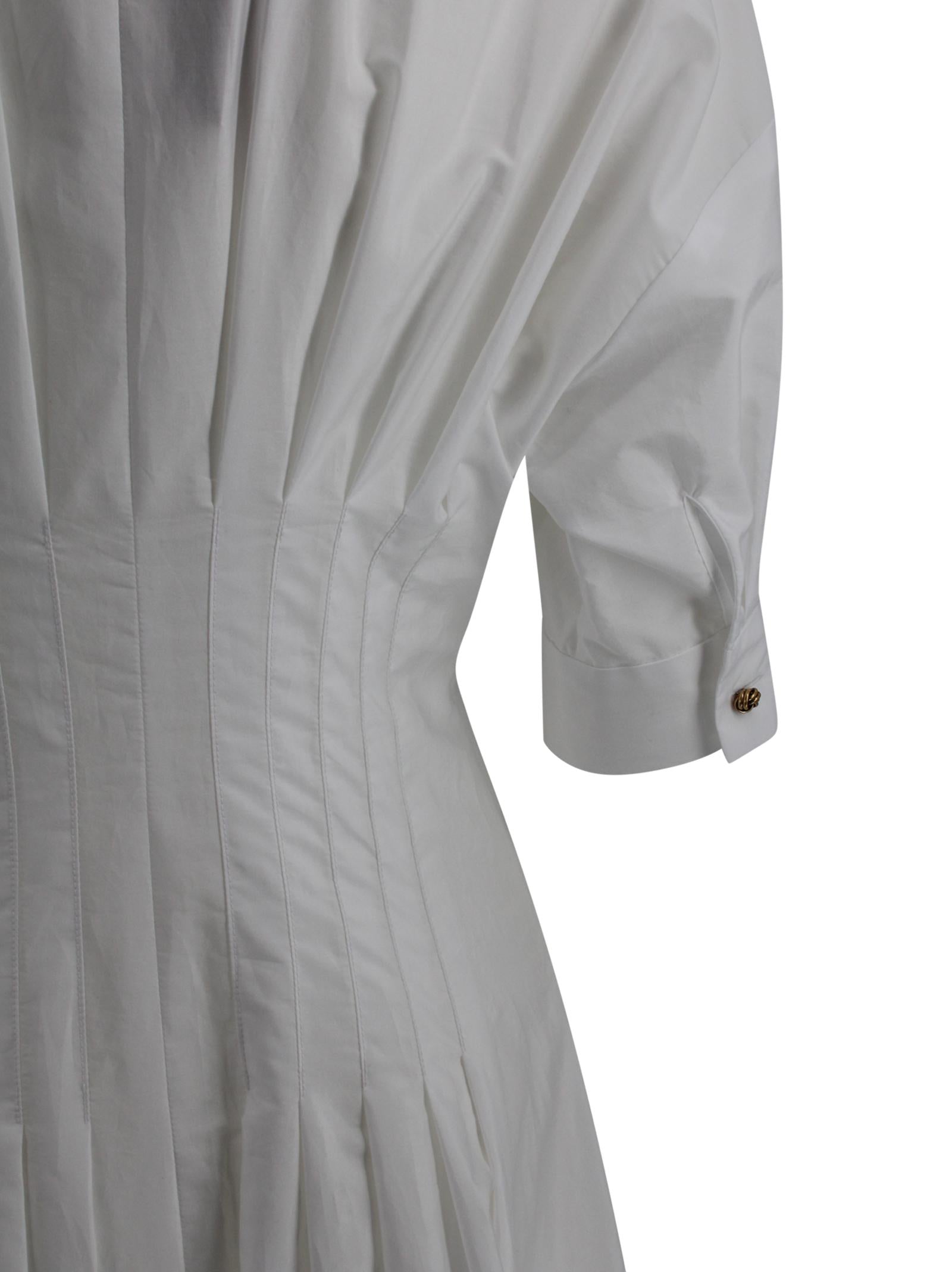 Abito Lungo Fit and Flare in Popeline di Cotone Max Mara Studio 2616221032600 001 