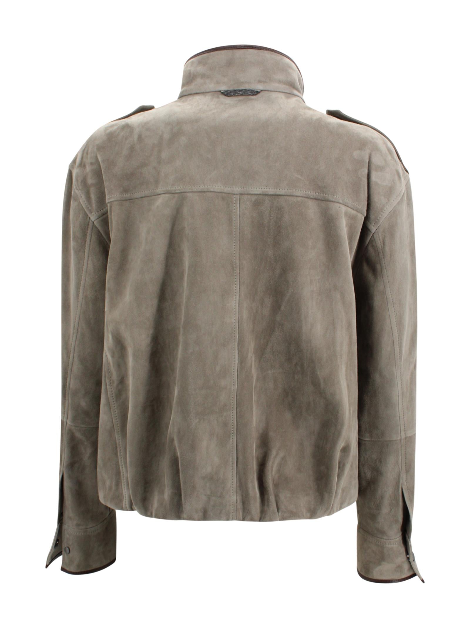 Giacca in Suede con Spalline Brunello Cucinelli MPCAI7787 C8850 