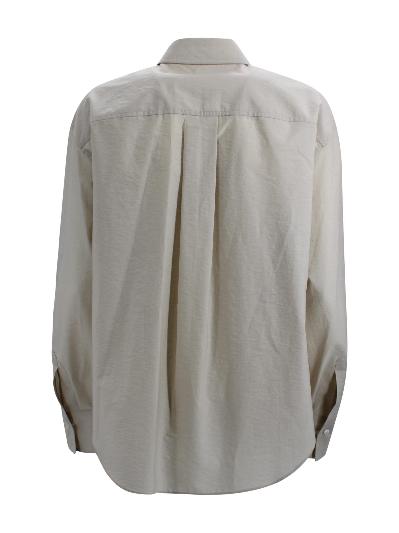 Camicia in popeline techno cotone con ricamo Seabed Brunello Cucinelli M0F79RJ926 C9593 