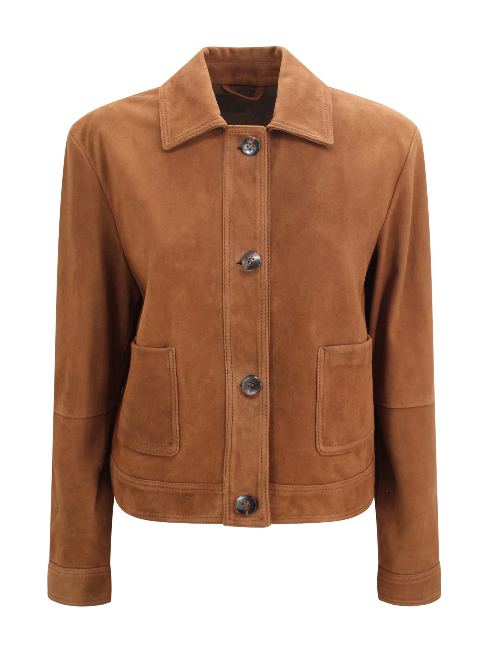 Giacca monopetto crop in pelle scamosciata Max Mara Studio 2616441021600 002 