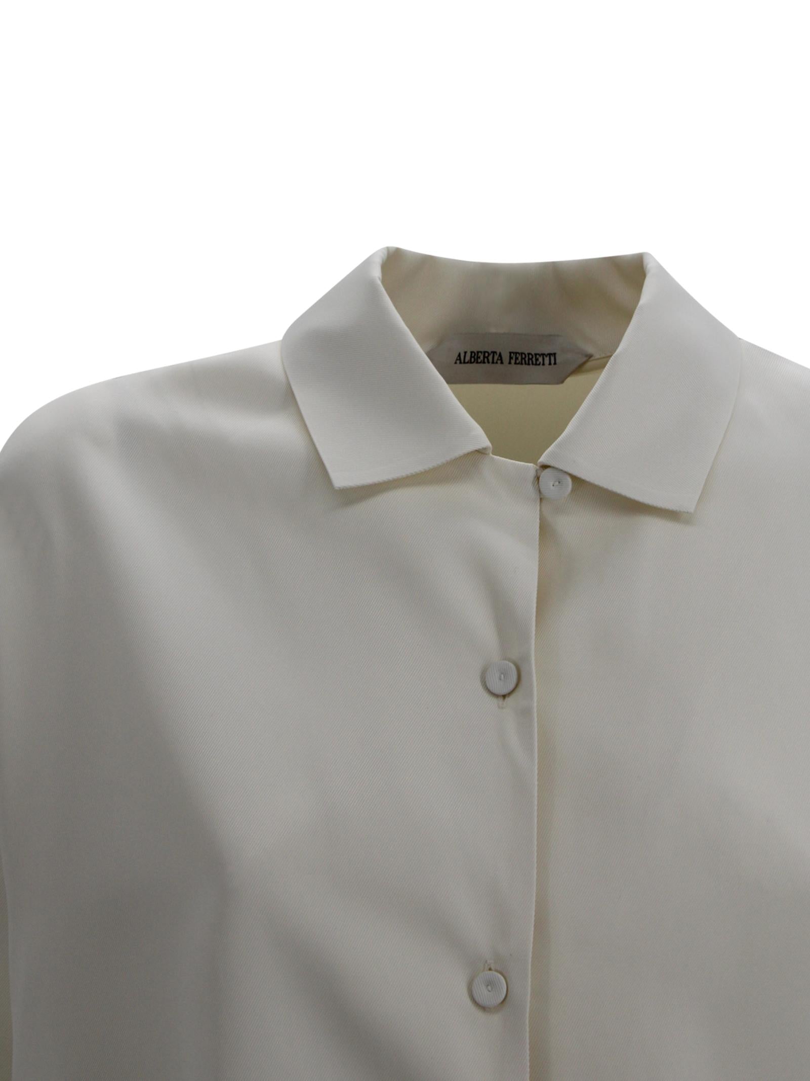 Camicia Crop Bianca con Bottoni Alberta Ferretti 261M-0212-0128 0003 