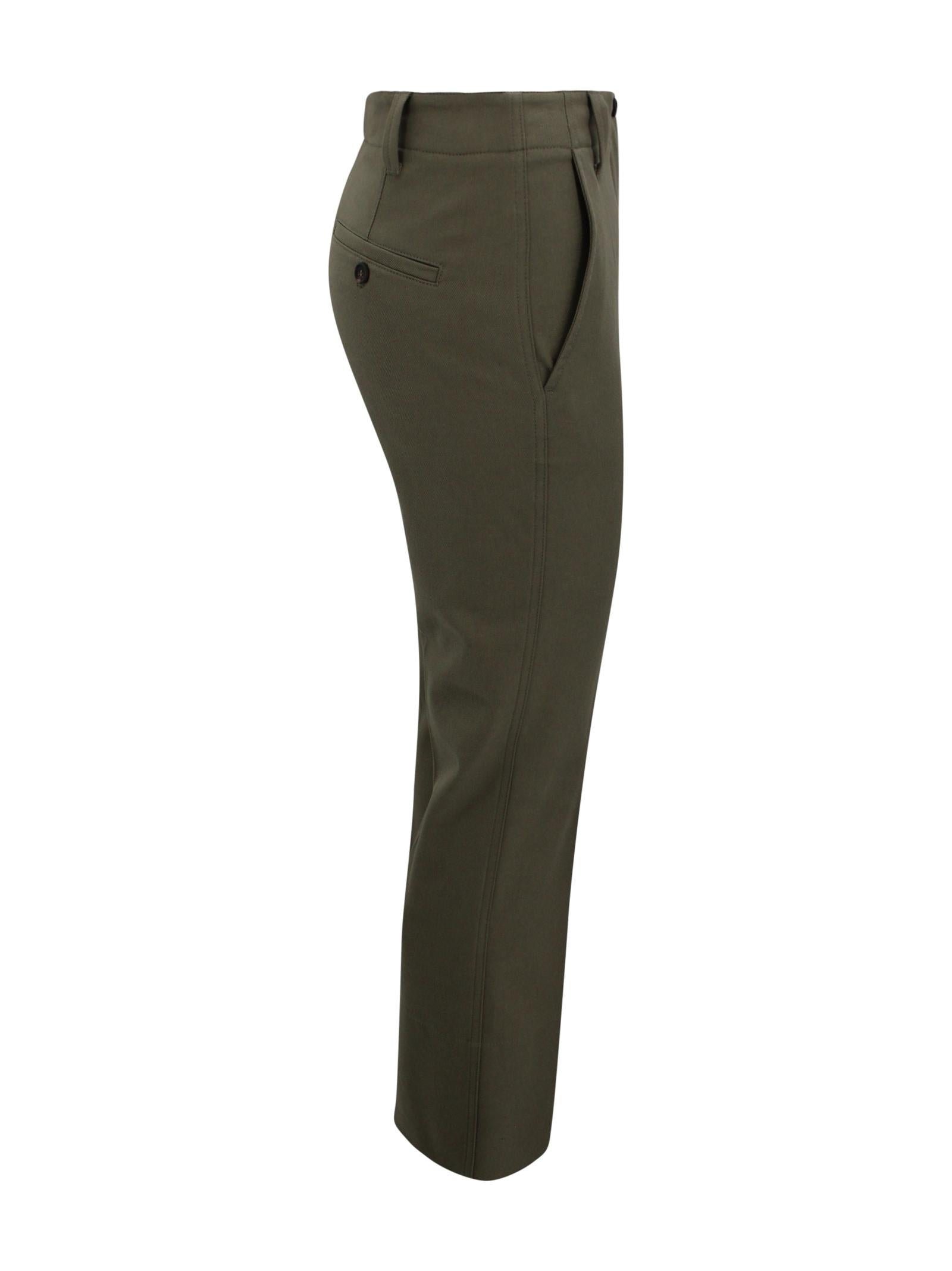 Pantaloni oliva con piega frontale Brunello Cucinelli MA126P8854 C9253 