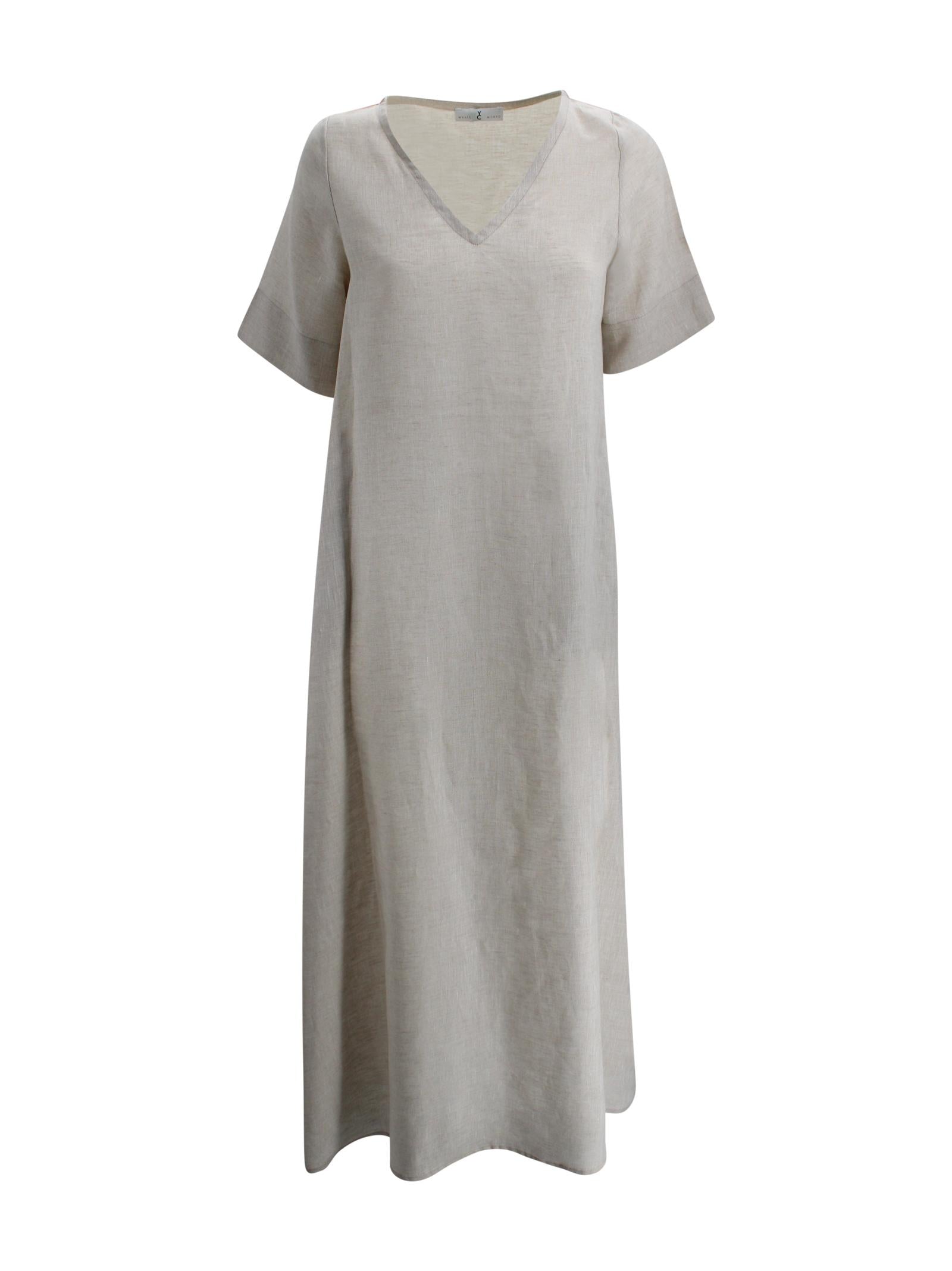 Abito Lungo in Lino con Scollo a V Whyci WH1015 0052 