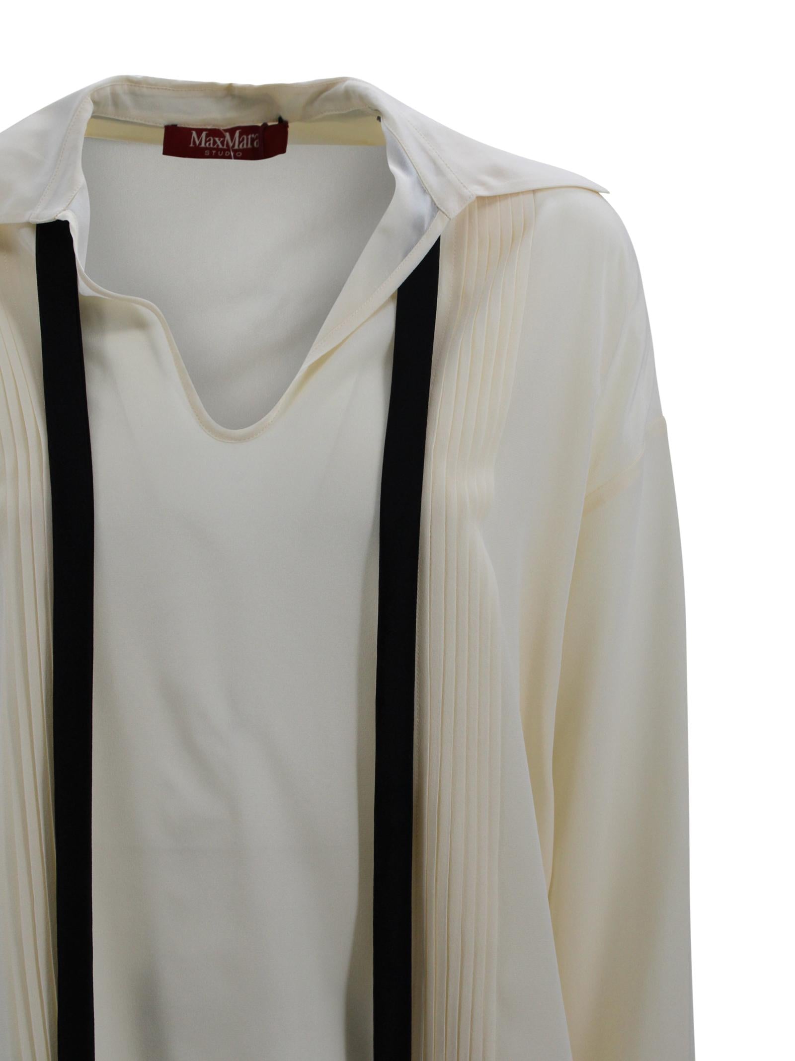 Blusa in pura seta con cravattino a contrasto Max Mara Studio 2616111015600 048 