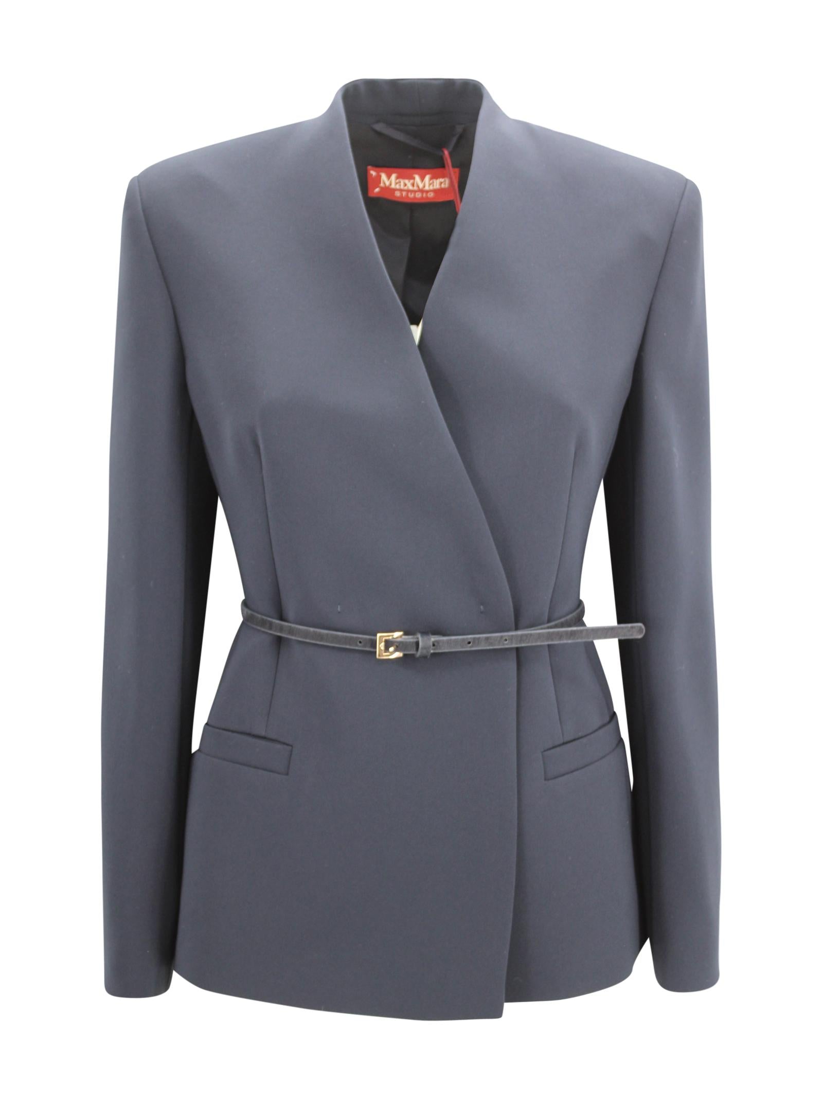 Giacca doppiopetto sagomata con cintura Max Mara Studio 2616041035600 005 