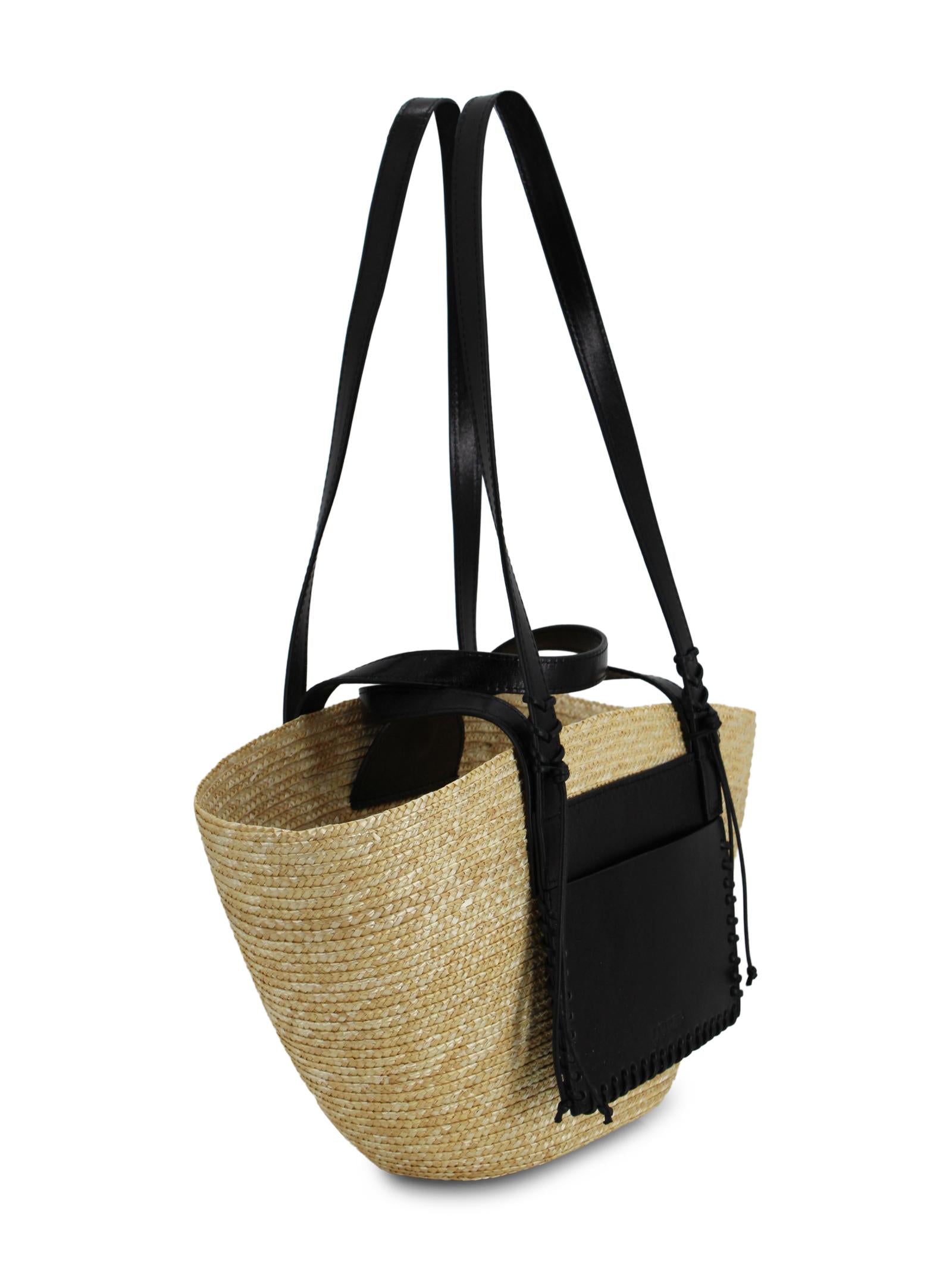 Borsa Media in Paglia Intrecciata con Dettagli in Pelle CATARZI P26CAT53 NATNER 