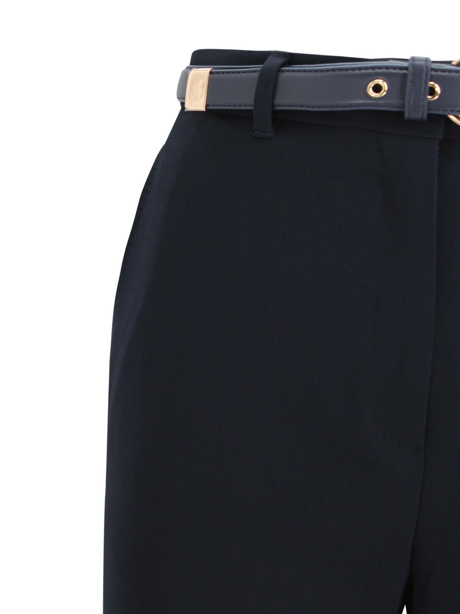 Pantalone wide leg in cady con cintura in nappa Max Mara Studio 2616131025600 005 