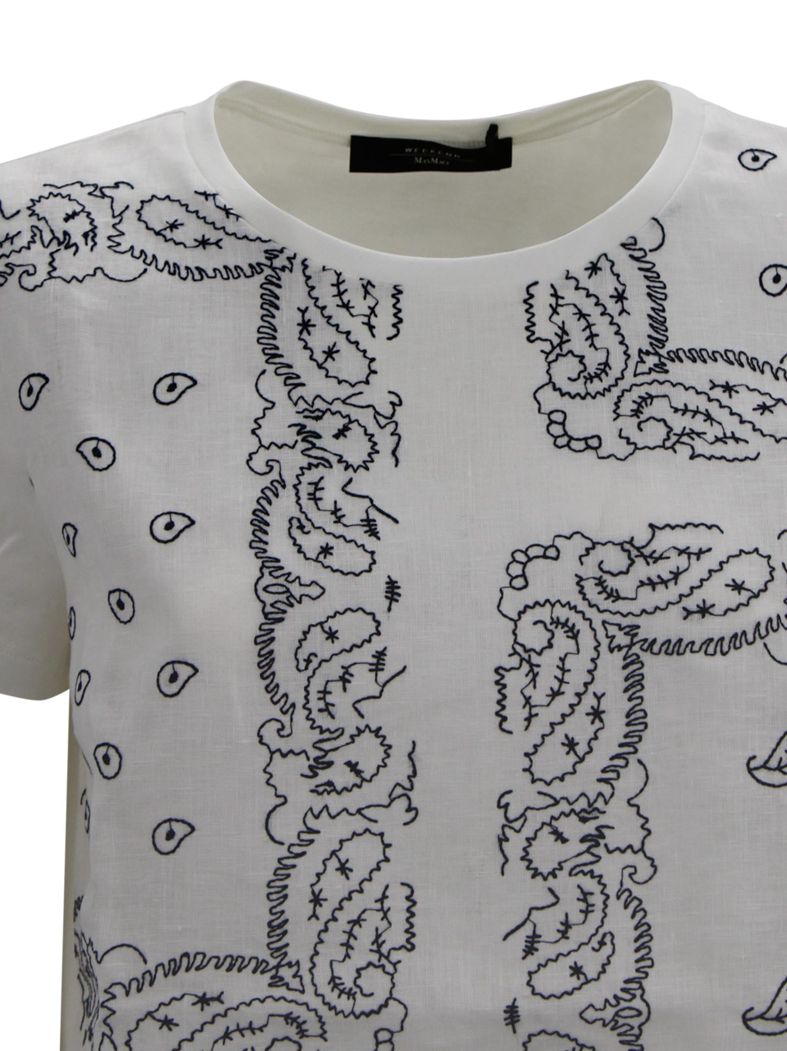 T-shirt in cotone stretch con inserto ricamato Max Mara Weekend 2615941072600 001 