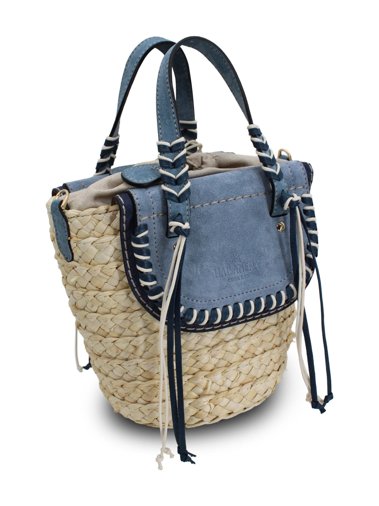 Borsa a secchiello con base intrecciata Cuba Lab HABANERA CUORERIALAVENDER SUEDE 