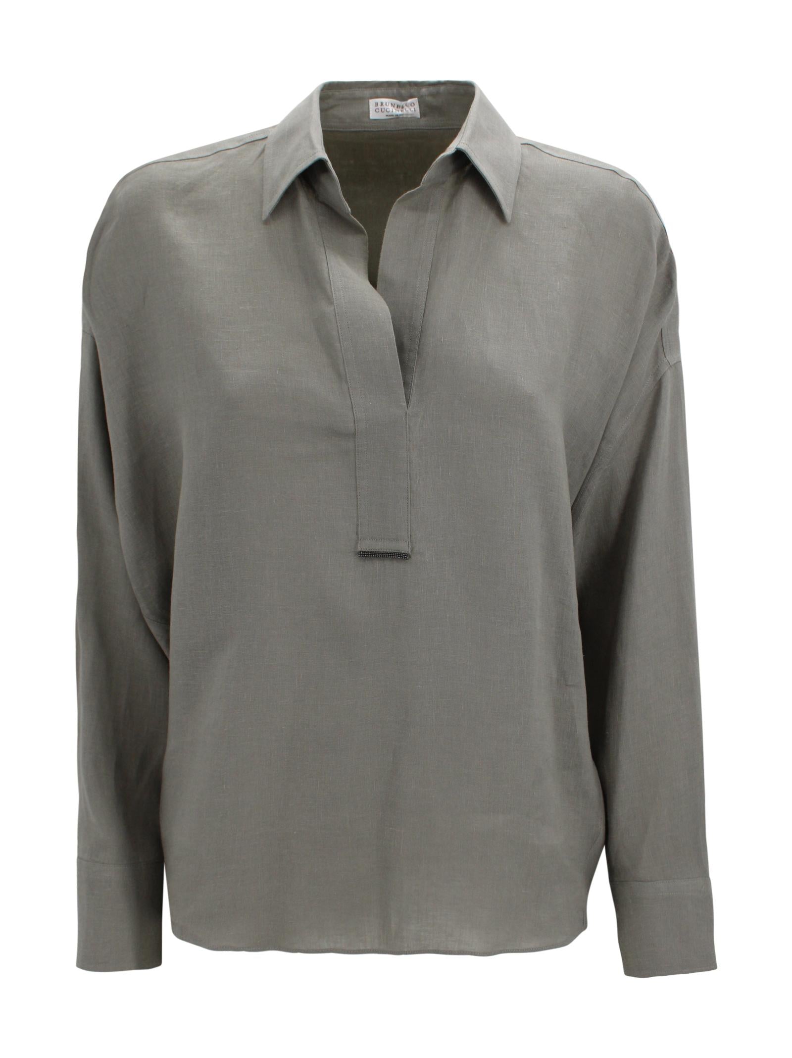 Blusa in lino con scollo a V Brunello Cucinelli MA698MQ705 C1063 