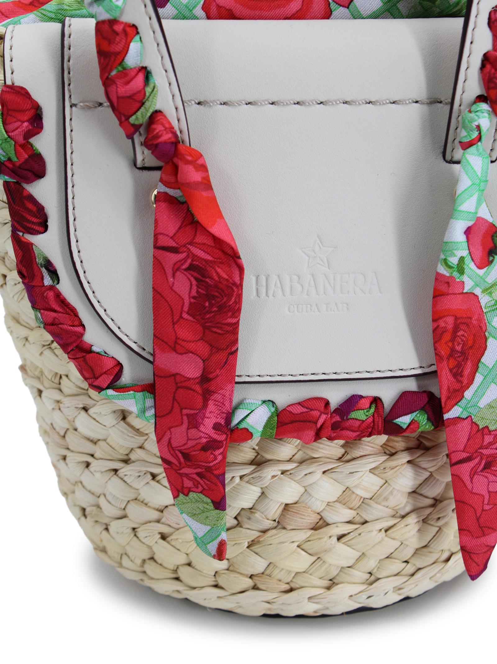 Borsa a secchiello con base intrecciata Cuba Lab HABANERA SILKROSETO 