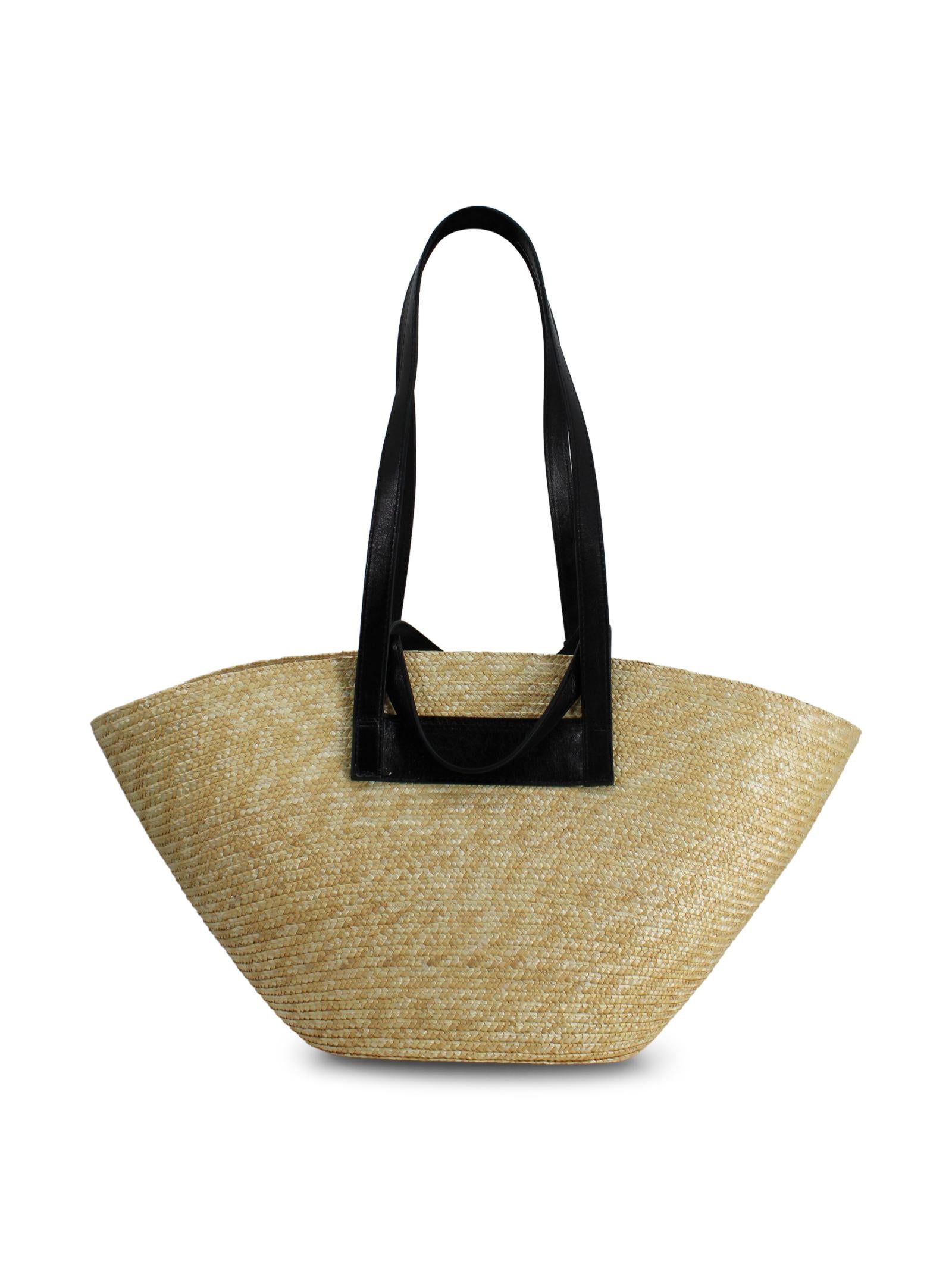 Borsa Media in Paglia Intrecciata con Dettagli in Pelle CATARZI P26CAT52 NATNER 