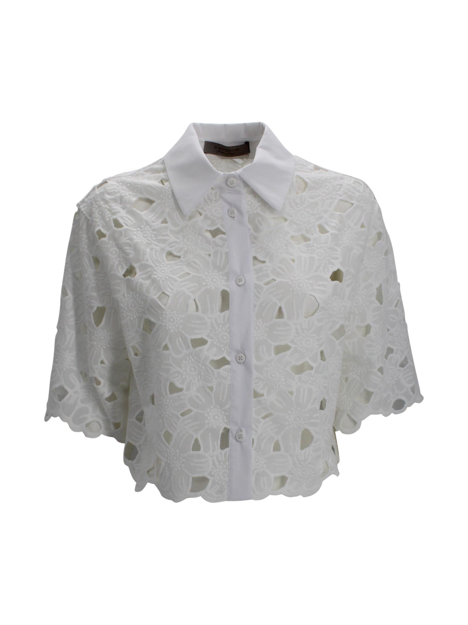 Camicia in sangallo con maniche corte D. Exterior 62829 01 