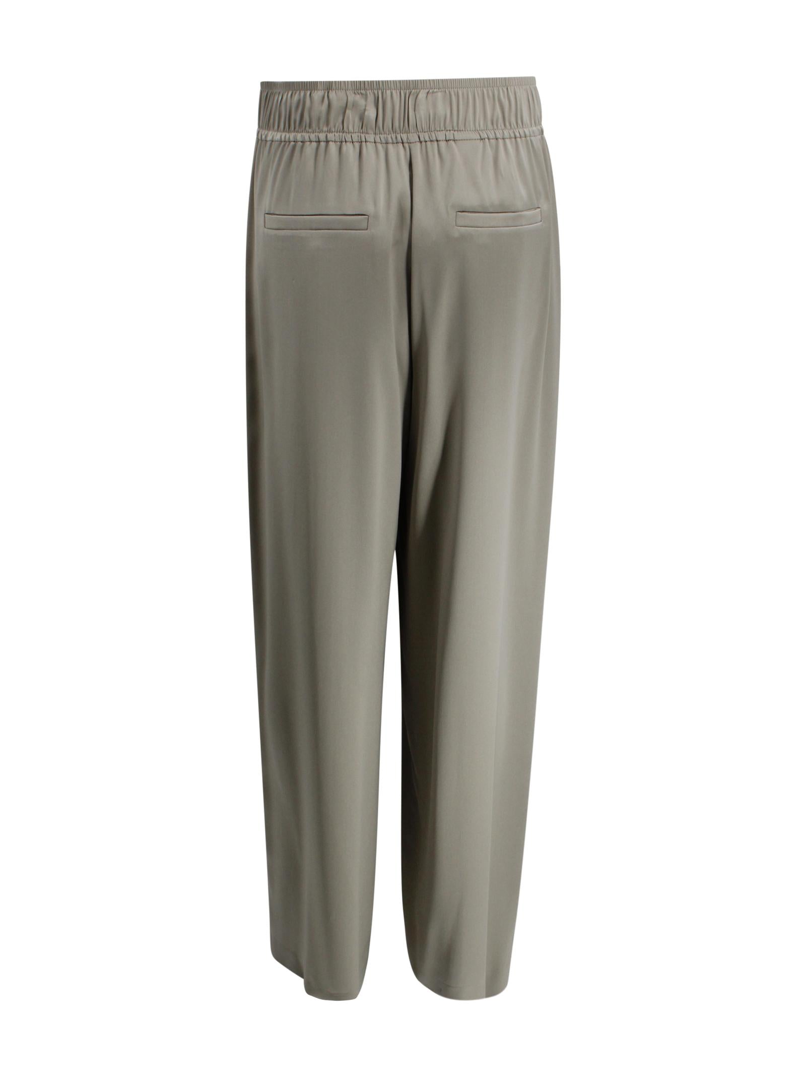 Pantaloni a Gamba Ampia con Finiture in Raso<BR/> Brunello Cucinelli M0C59P8942 C9125 