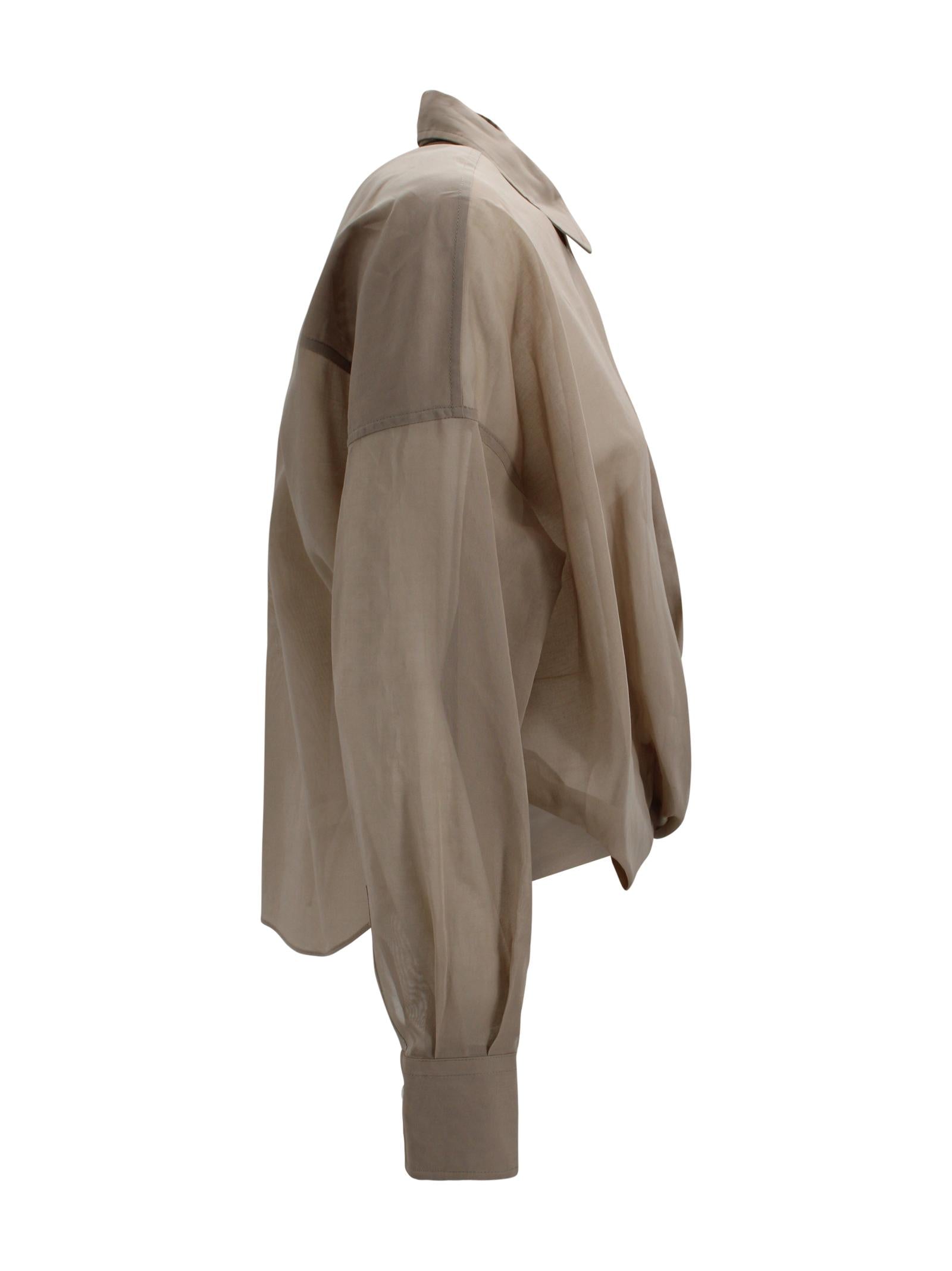 Camicia in seta trasparente con dettaglio arricciato Brunello Cucinelli M0F91MX616 C8690 