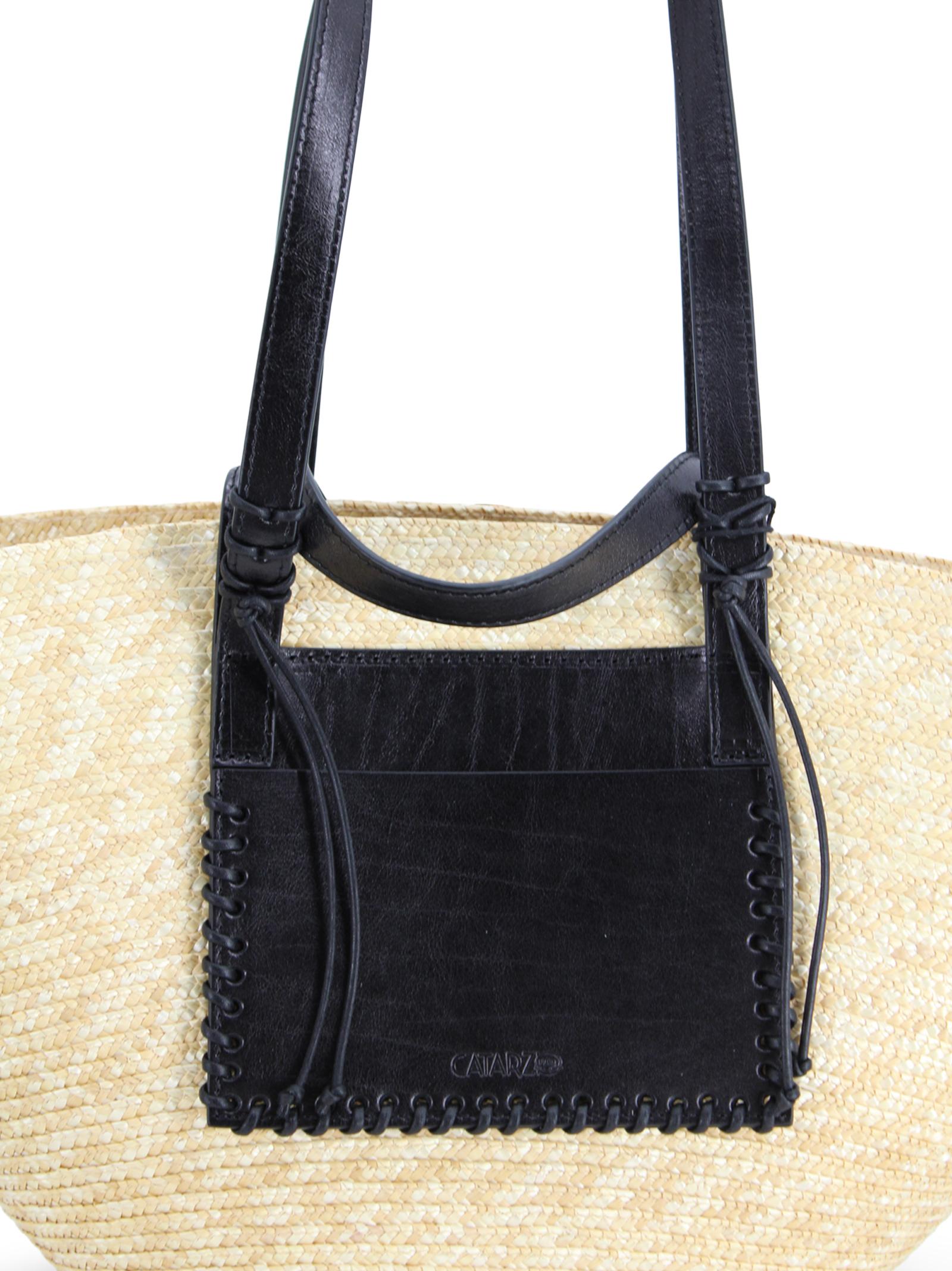 Borsa Media in Paglia Intrecciata con Dettagli in Pelle CATARZI P26CAT52 NATNER 
