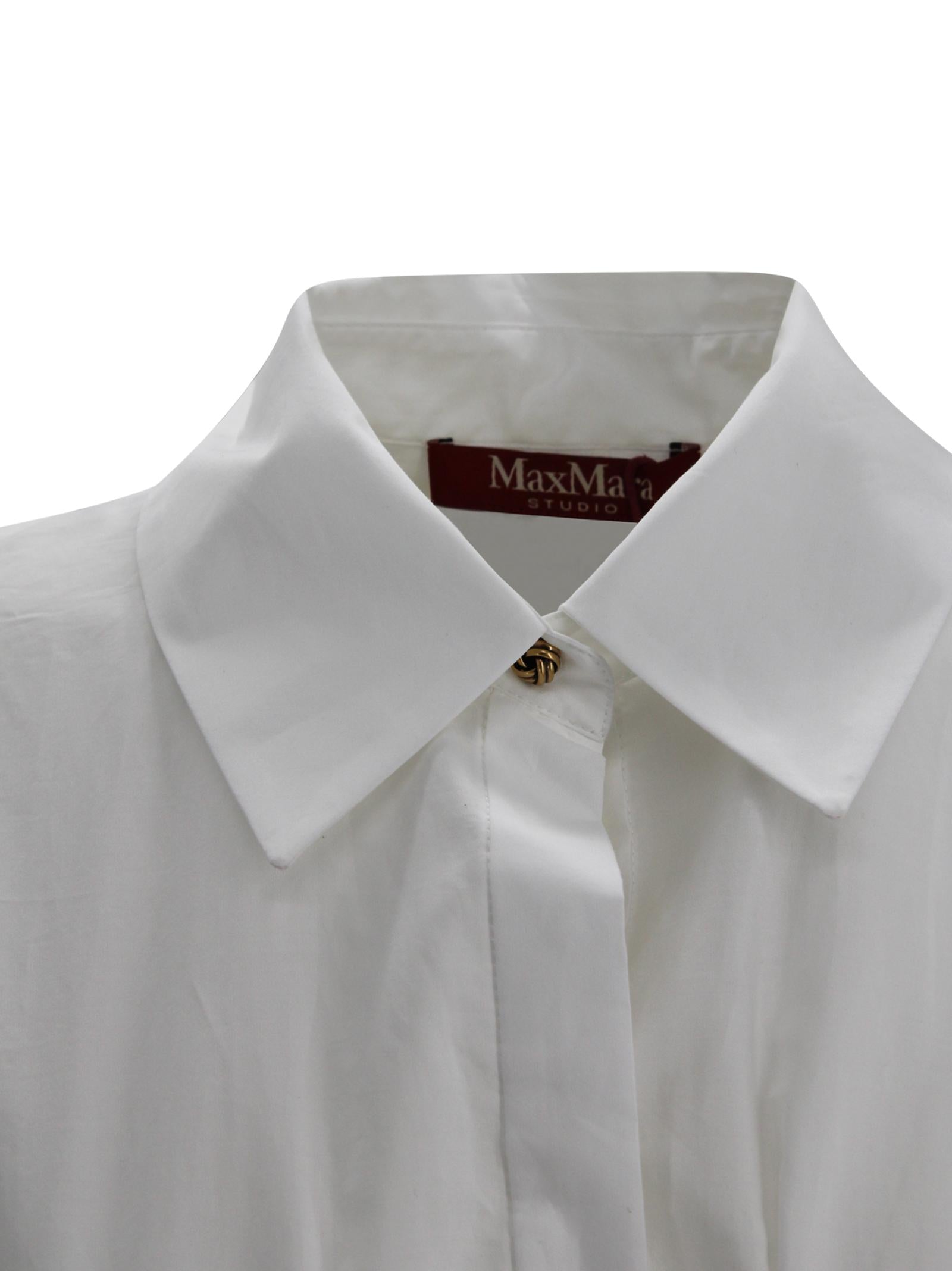 Abito Lungo Fit and Flare in Popeline di Cotone Max Mara Studio 2616221032600 001 