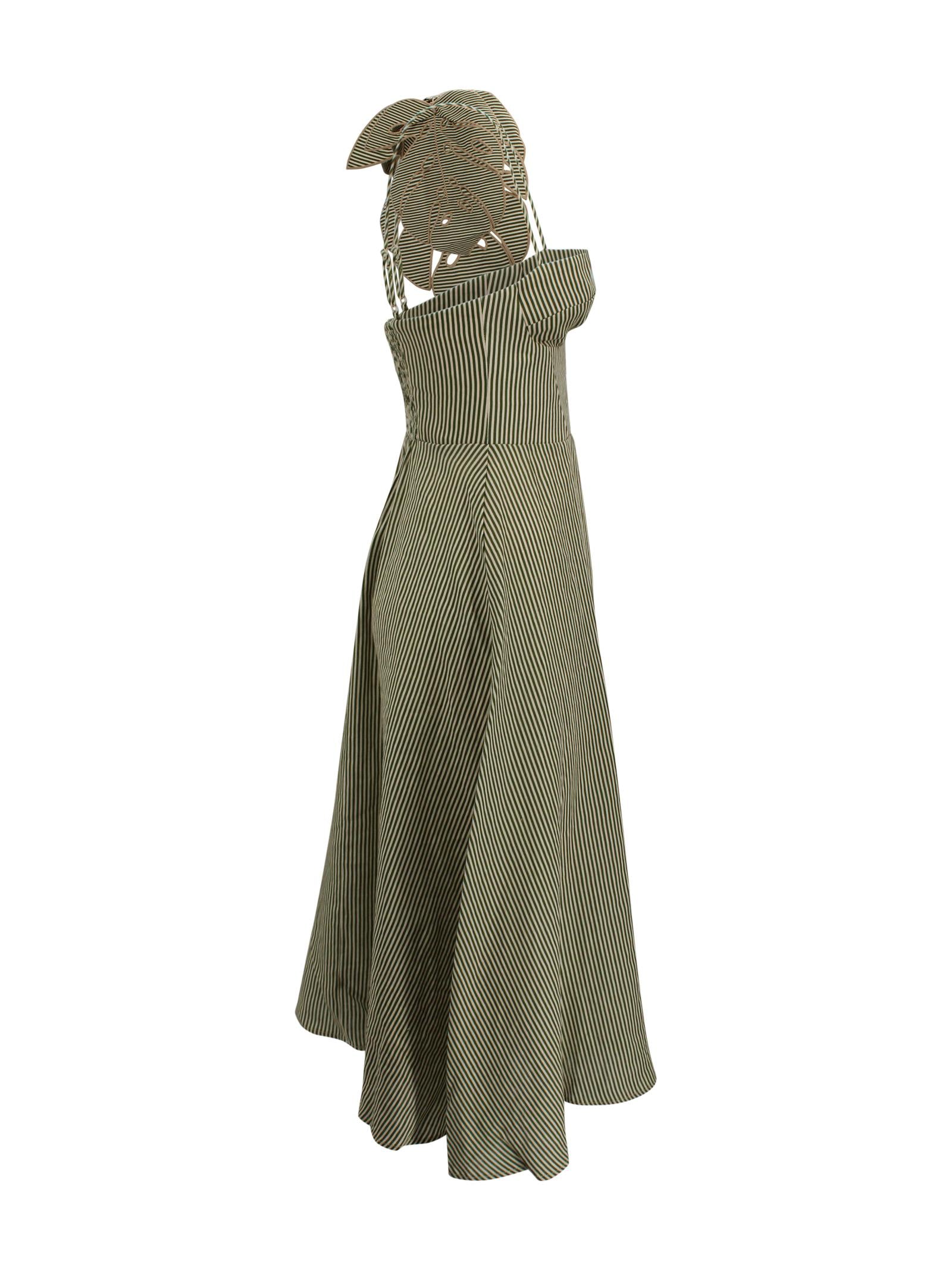 Abito midi a righe con dettaglio foglia Farm Rio 344014 L0013 