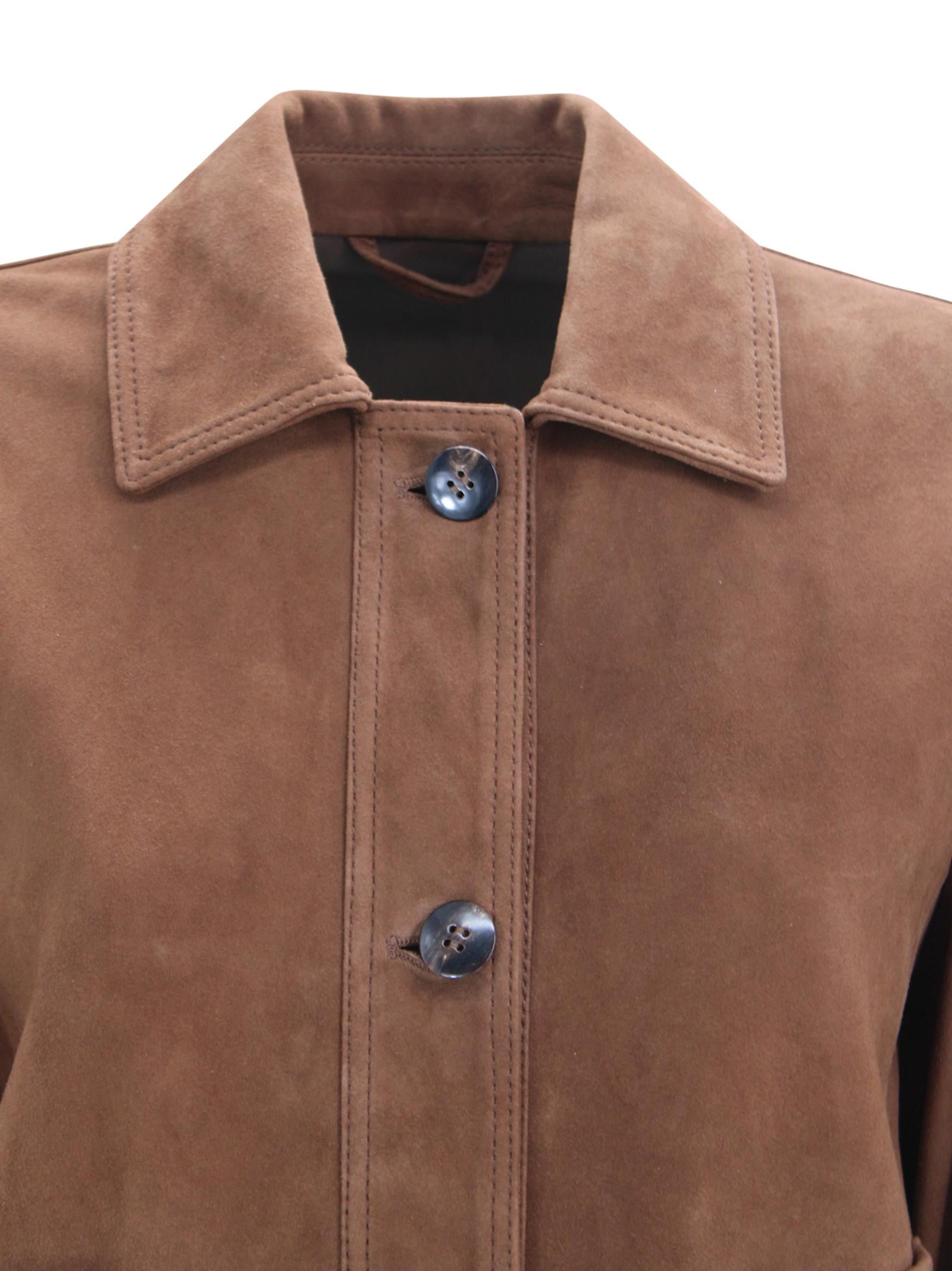 Giacca monopetto crop in pelle scamosciata Max Mara Studio 2616441021600 002 