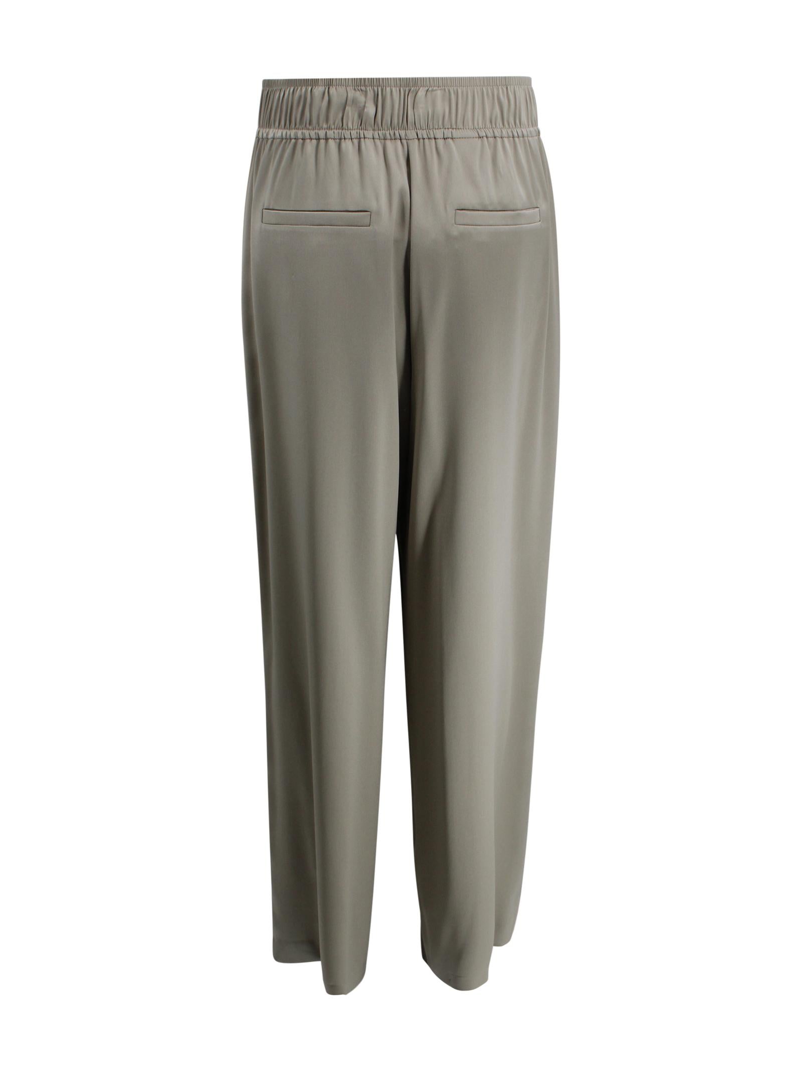 Pantaloni a Gamba Ampia con Finiture in Raso<BR/> Brunello Cucinelli M0C59P8942 C9125 