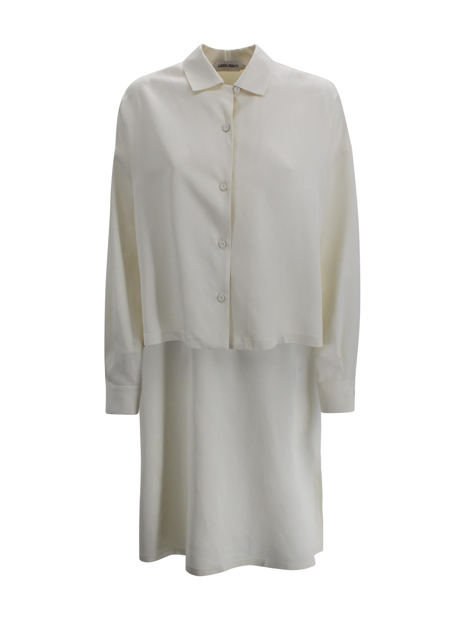 Camicia Crop Bianca con Bottoni Alberta Ferretti 261M-0212-0128 0003 