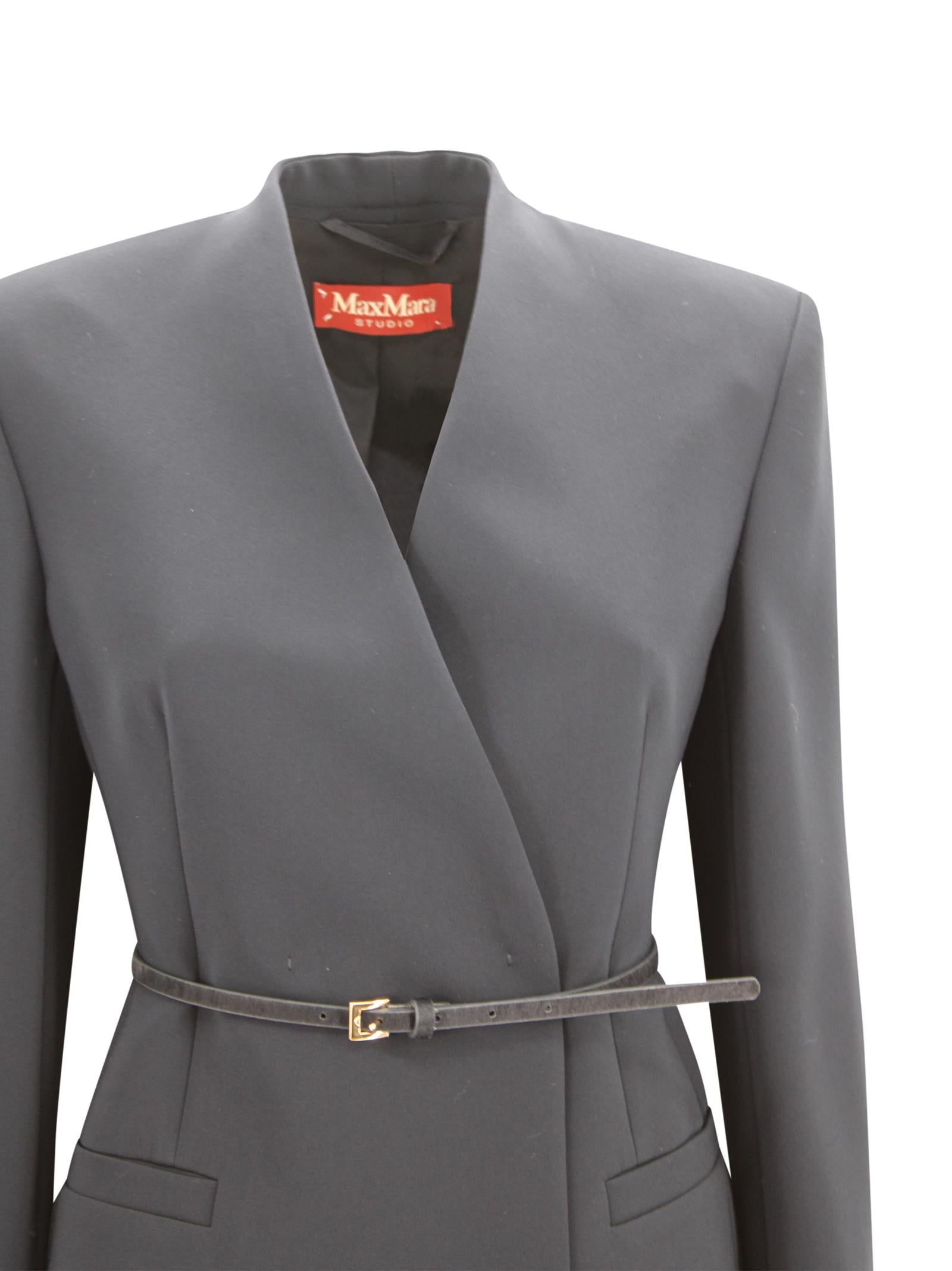 Giacca doppiopetto sagomata con cintura Max Mara Studio 2616041035600 005 