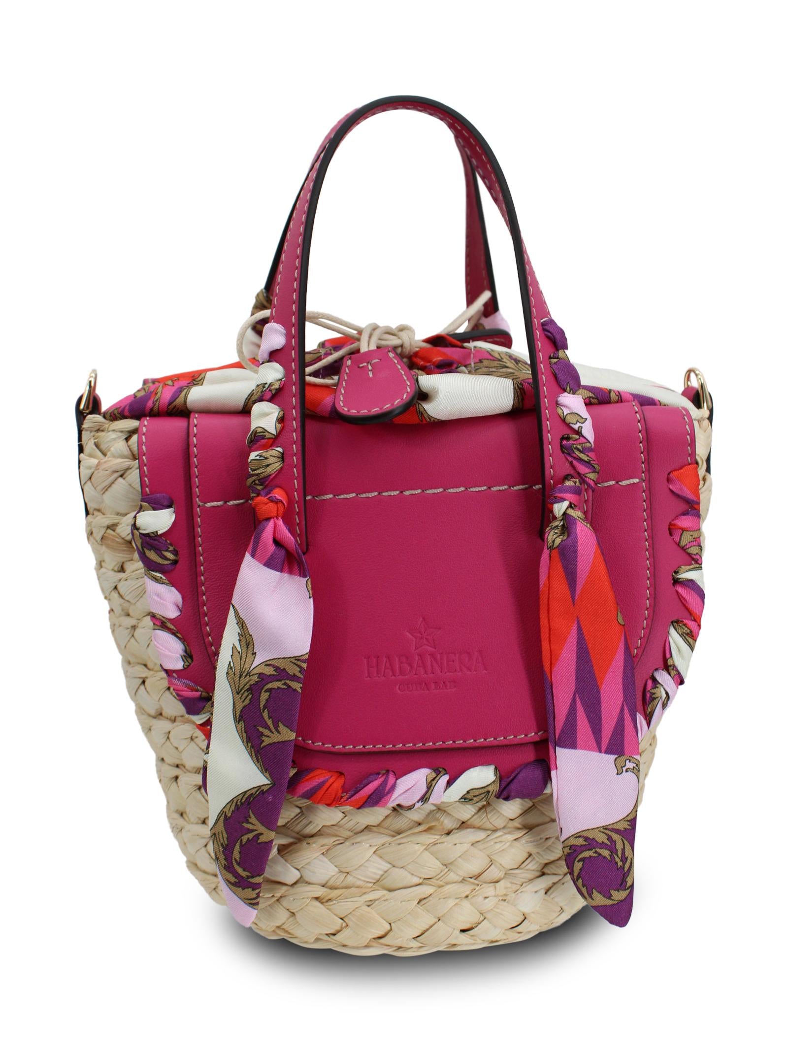 Borsa a secchiello con base intrecciata Cuba Lab HABANERA SILKKALEIDOS 