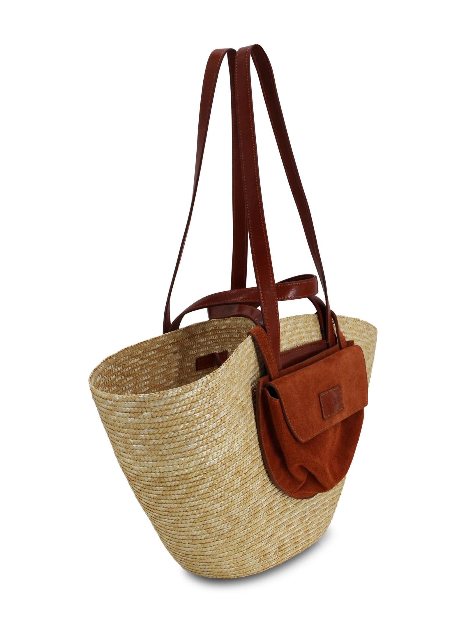 Borsa Tote in Rafia con Dettagli in Pelle CATARZI P26CAT51 NACUCU 