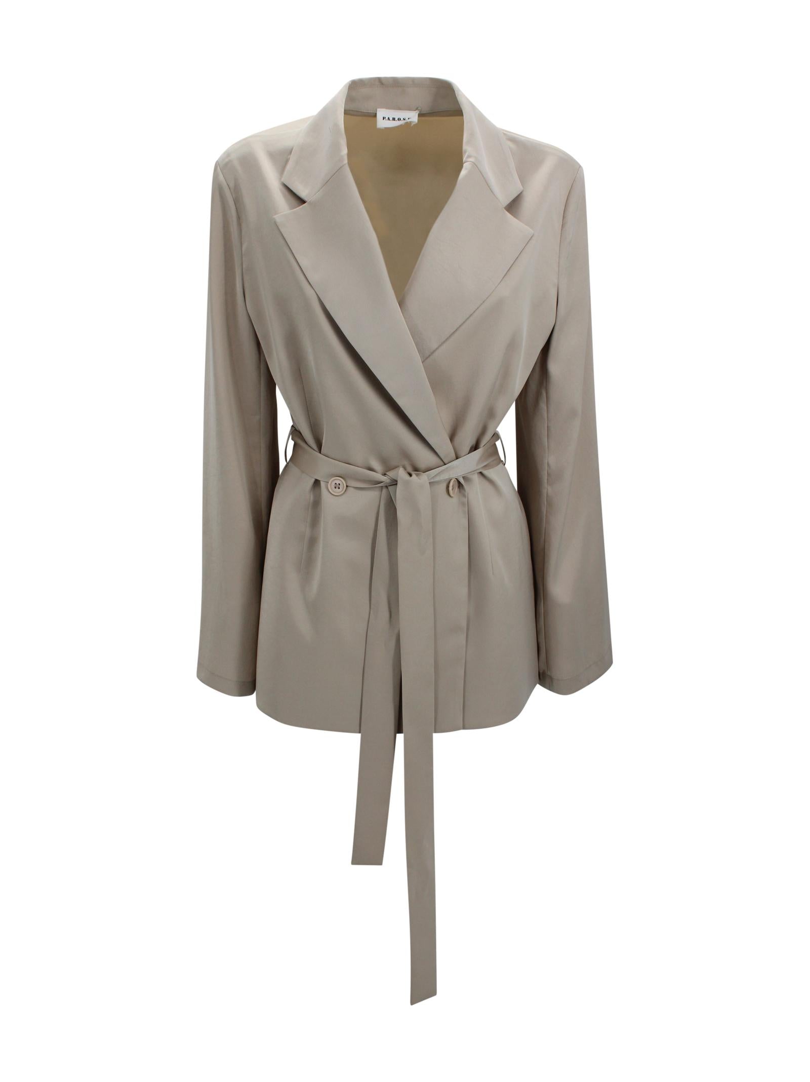 Giacca beige con cintura in vita P.A.R.O.S.H. D420453 004 