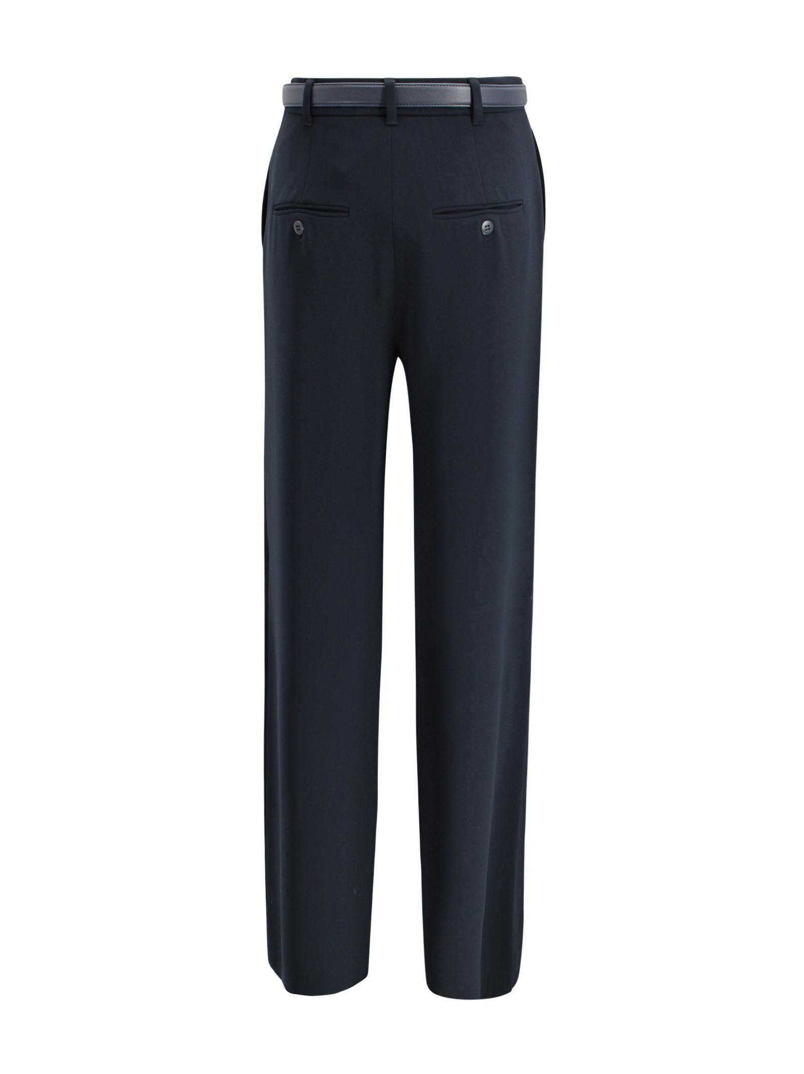 Pantalone wide leg in cady con cintura in nappa Max Mara Studio 2616131025600 005 