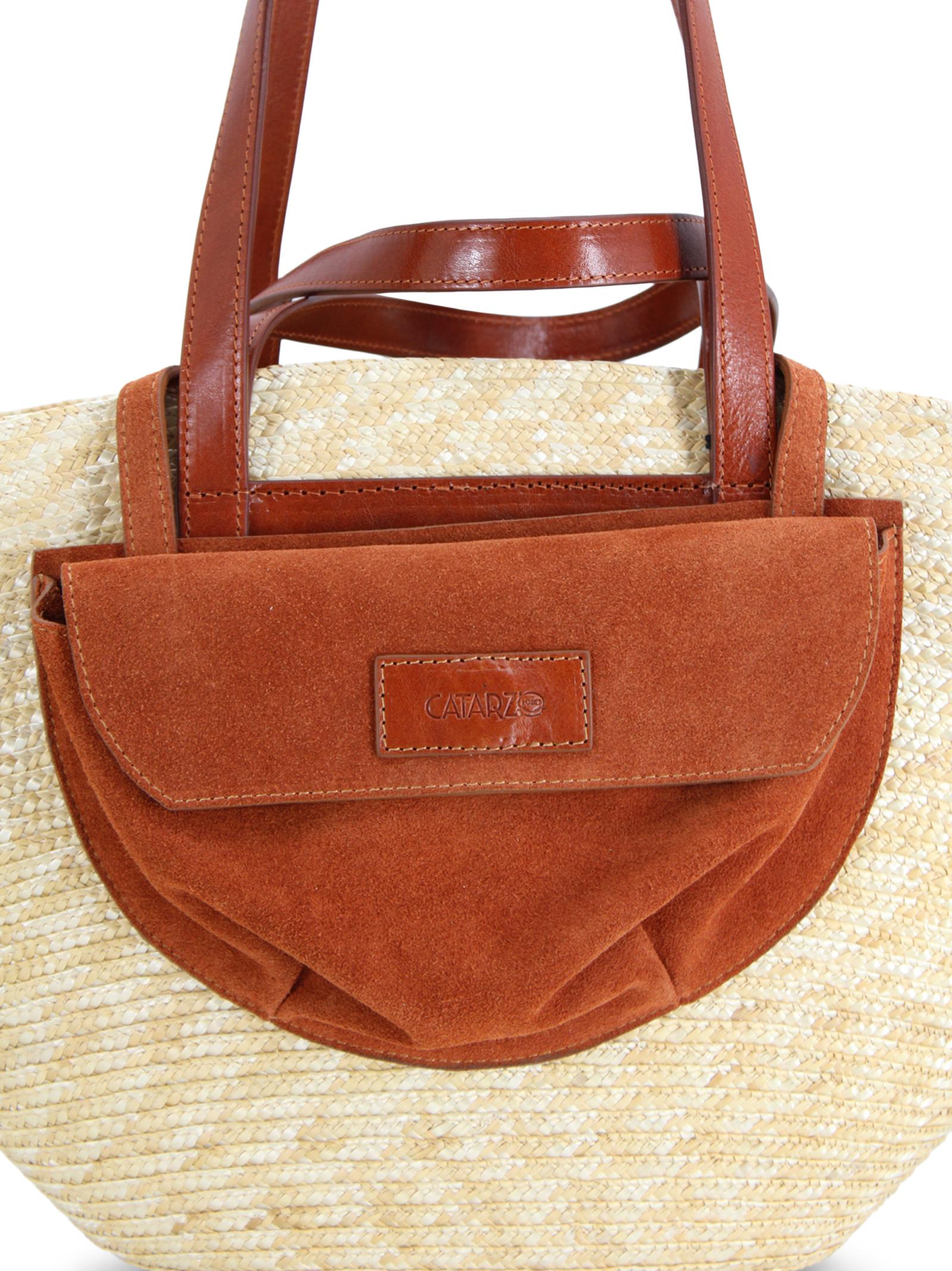 Borsa Tote in Rafia con Dettagli in Pelle CATARZI P26CAT51 NACUCU 